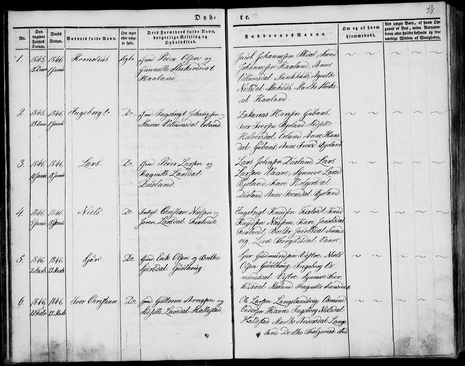 Skjold sokneprestkontor, AV/SAST-A-101847/H/Ha/Haa/L0006: Parish register (official) no. A 6.1, 1835-1858, p. 58