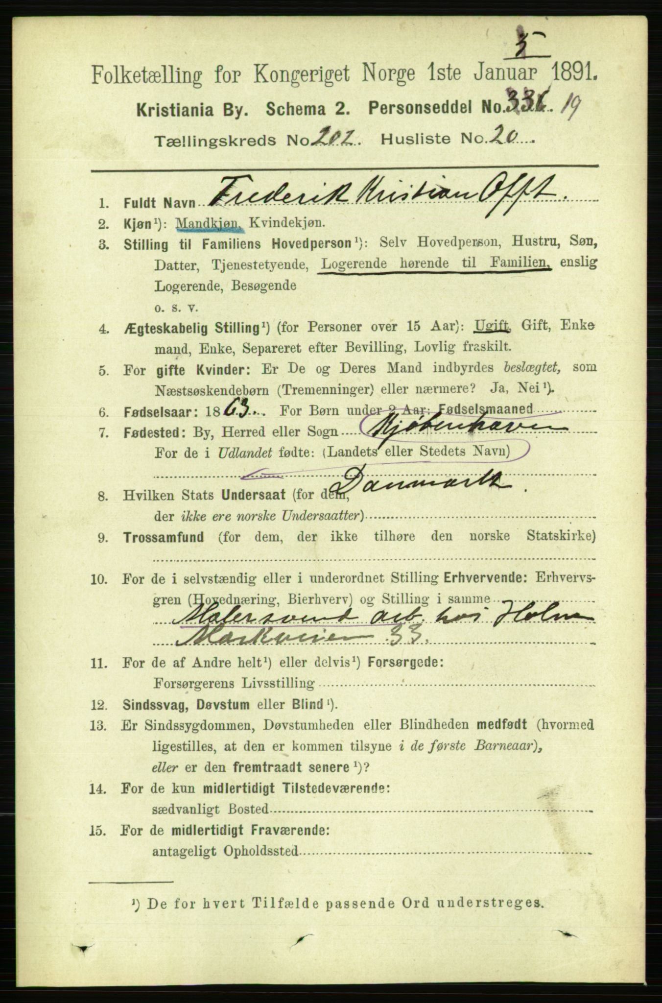 RA, 1891 census for 0301 Kristiania, 1891, p. 121860