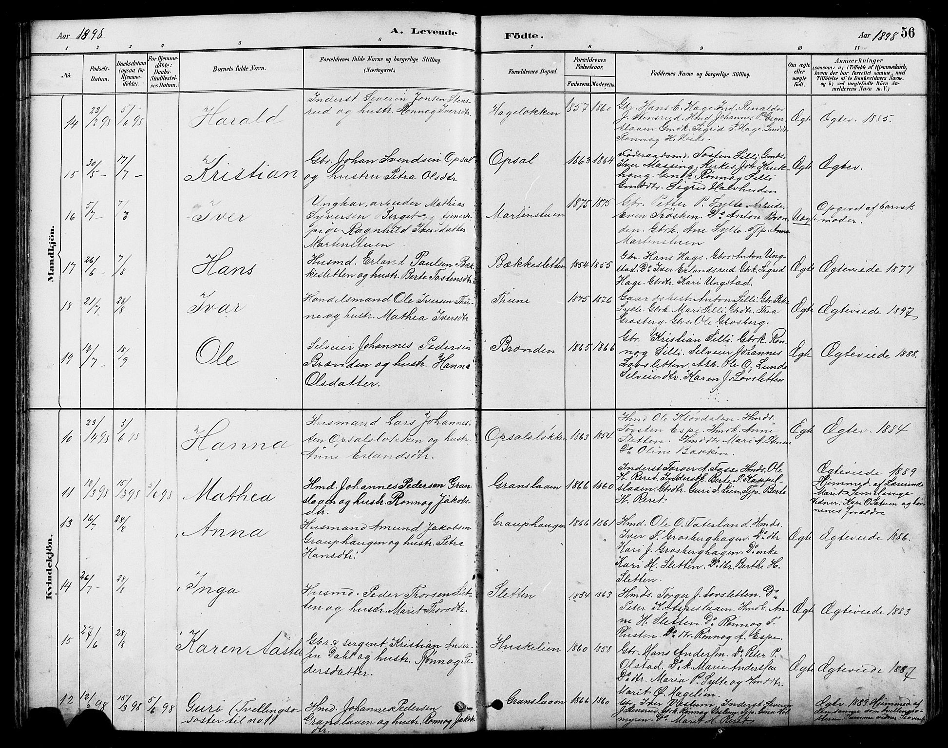 Nord-Fron prestekontor, AV/SAH-PREST-080/H/Ha/Hab/L0005: Parish register (copy) no. 5, 1884-1914, p. 56