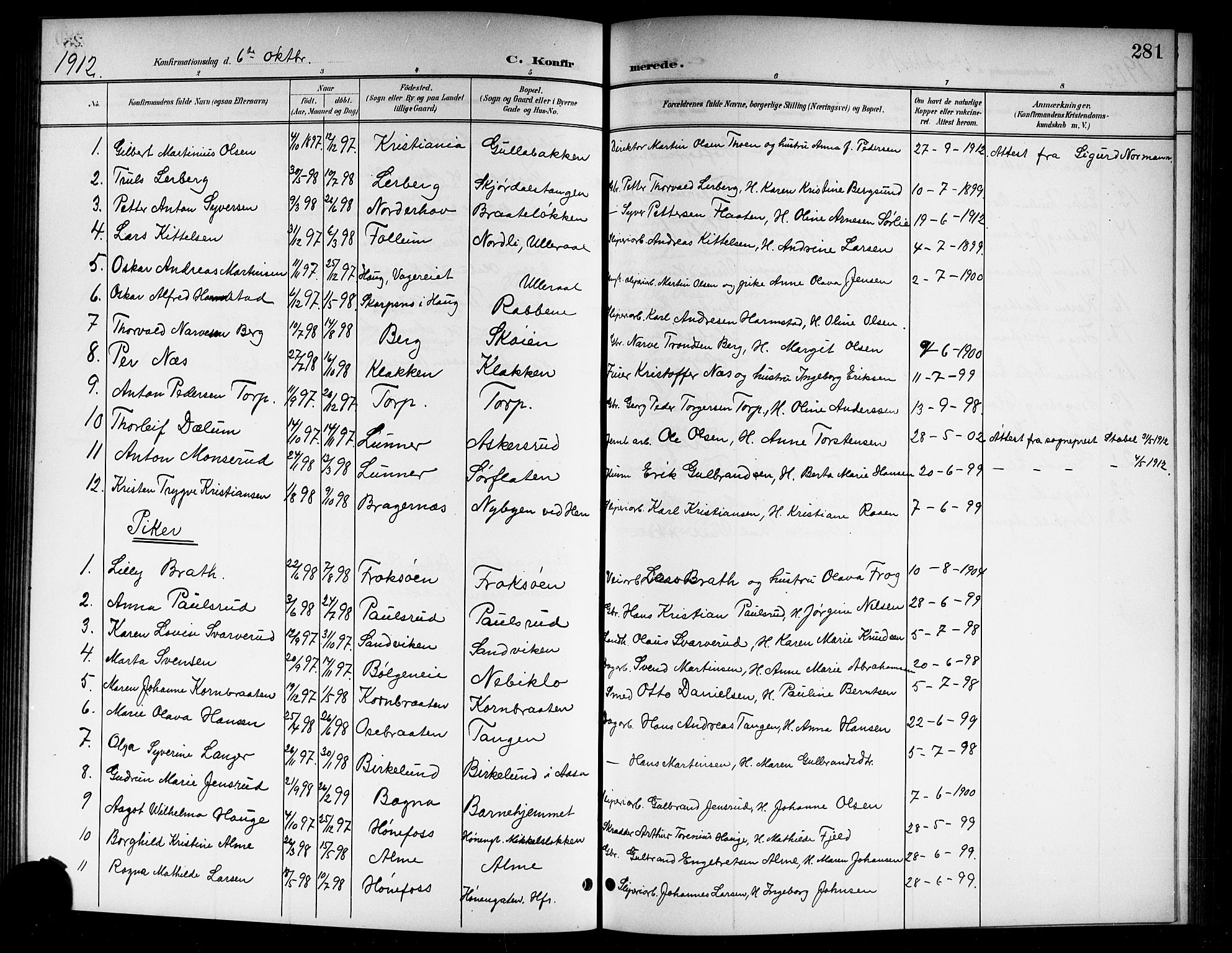 Norderhov kirkebøker, SAKO/A-237/G/Gb/L0002: Parish register (copy) no. II 2, 1891-1921, p. 281