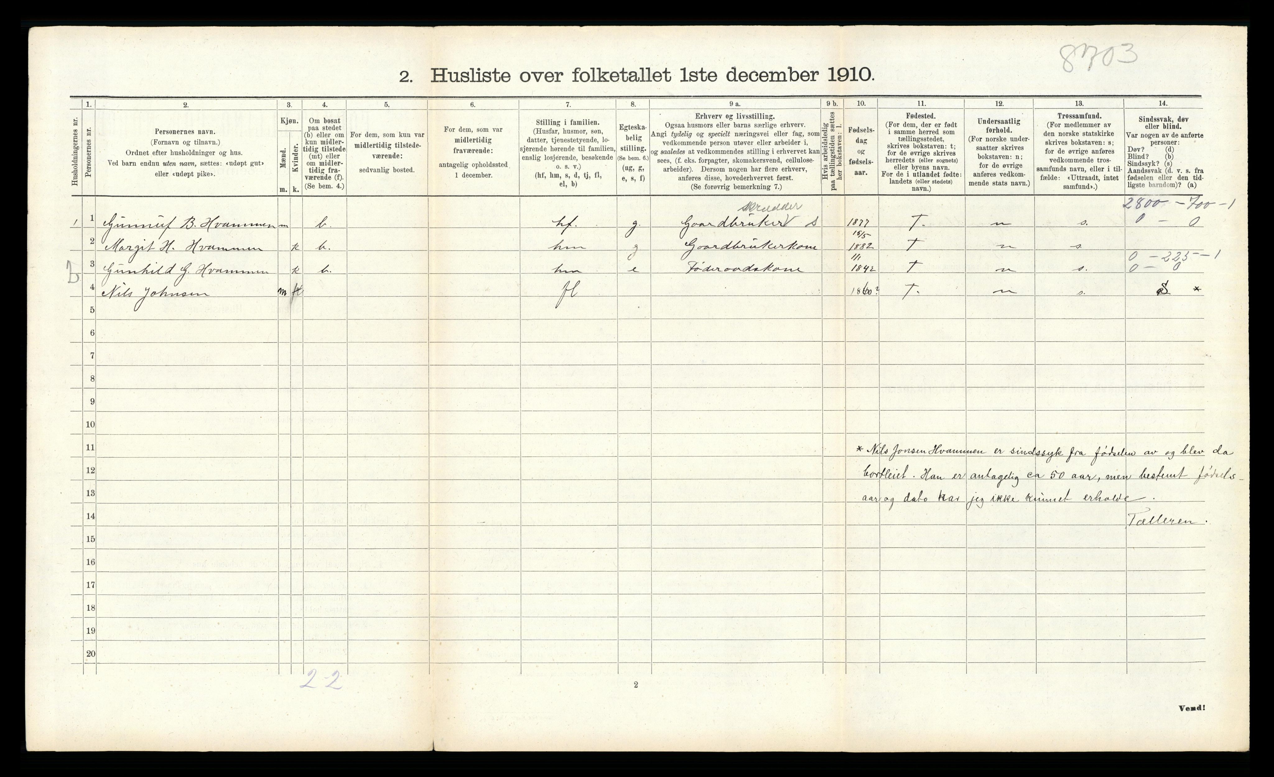 RA, 1910 census for Tinn, 1910, p. 162