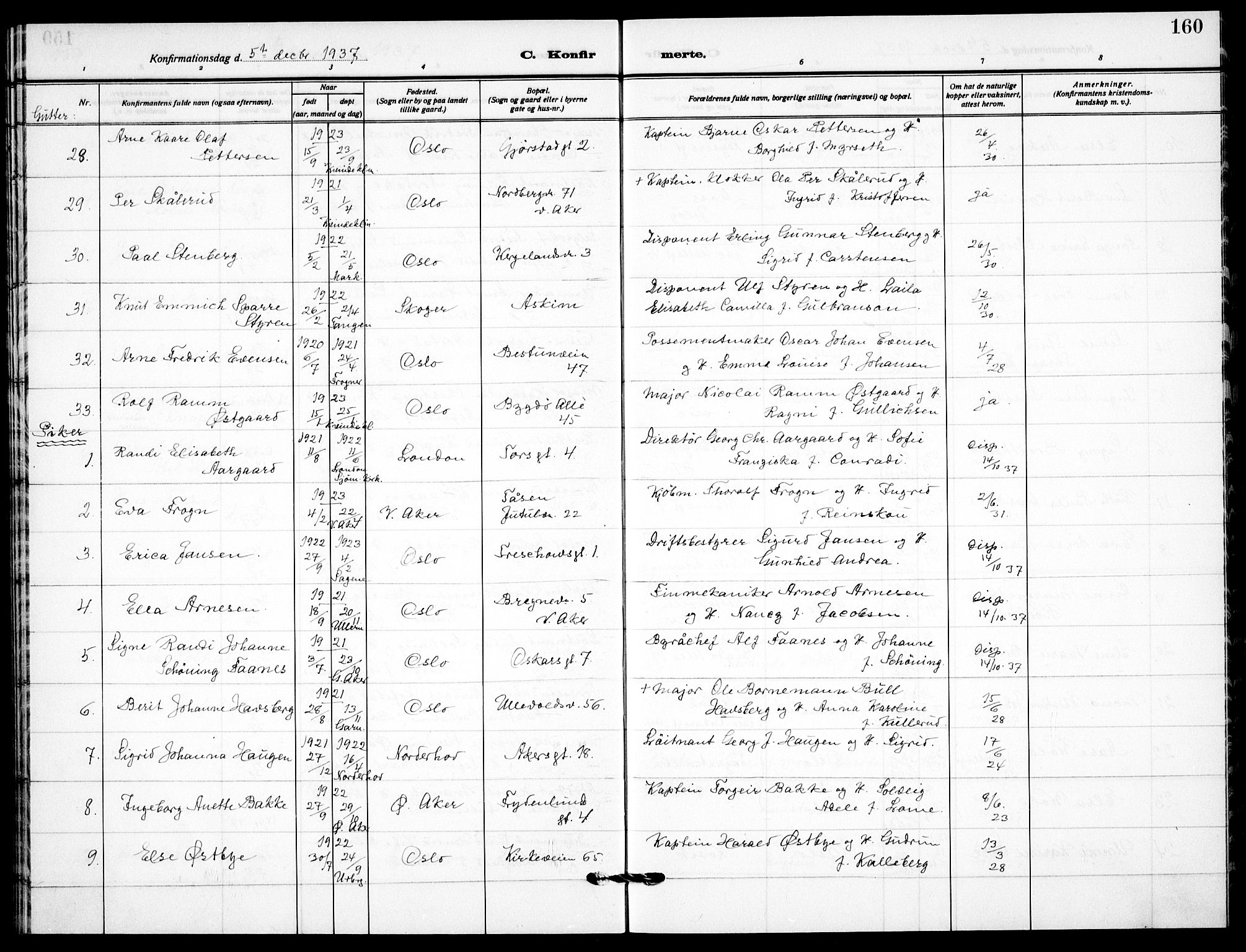 Garnisonsmenigheten Kirkebøker, AV/SAO-A-10846/F/Fa/L0017: Parish register (official) no. 17, 1926-1937, p. 160