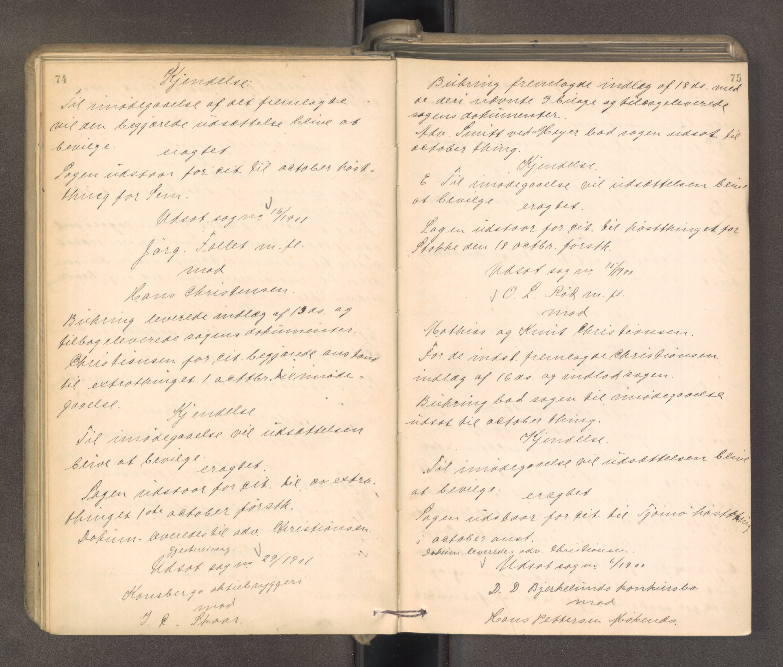 Søndre Jarlsberg sorenskriveri, AV/SAKO-A-129/F/Fa/L0043: Tingbok, 1901-1903, p. 74-75