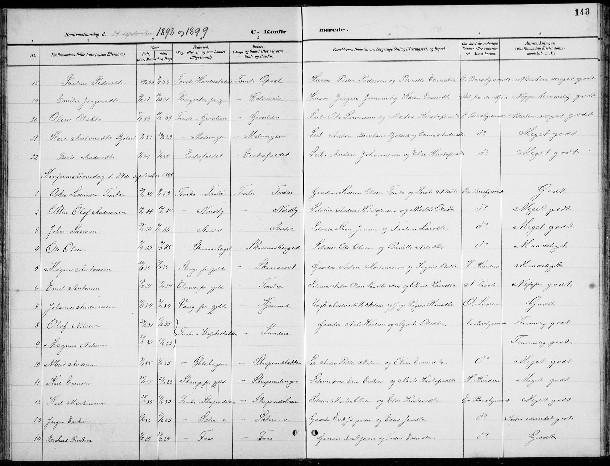 Romedal prestekontor, SAH/PREST-004/L/L0013: Parish register (copy) no. 13, 1896-1937, p. 143