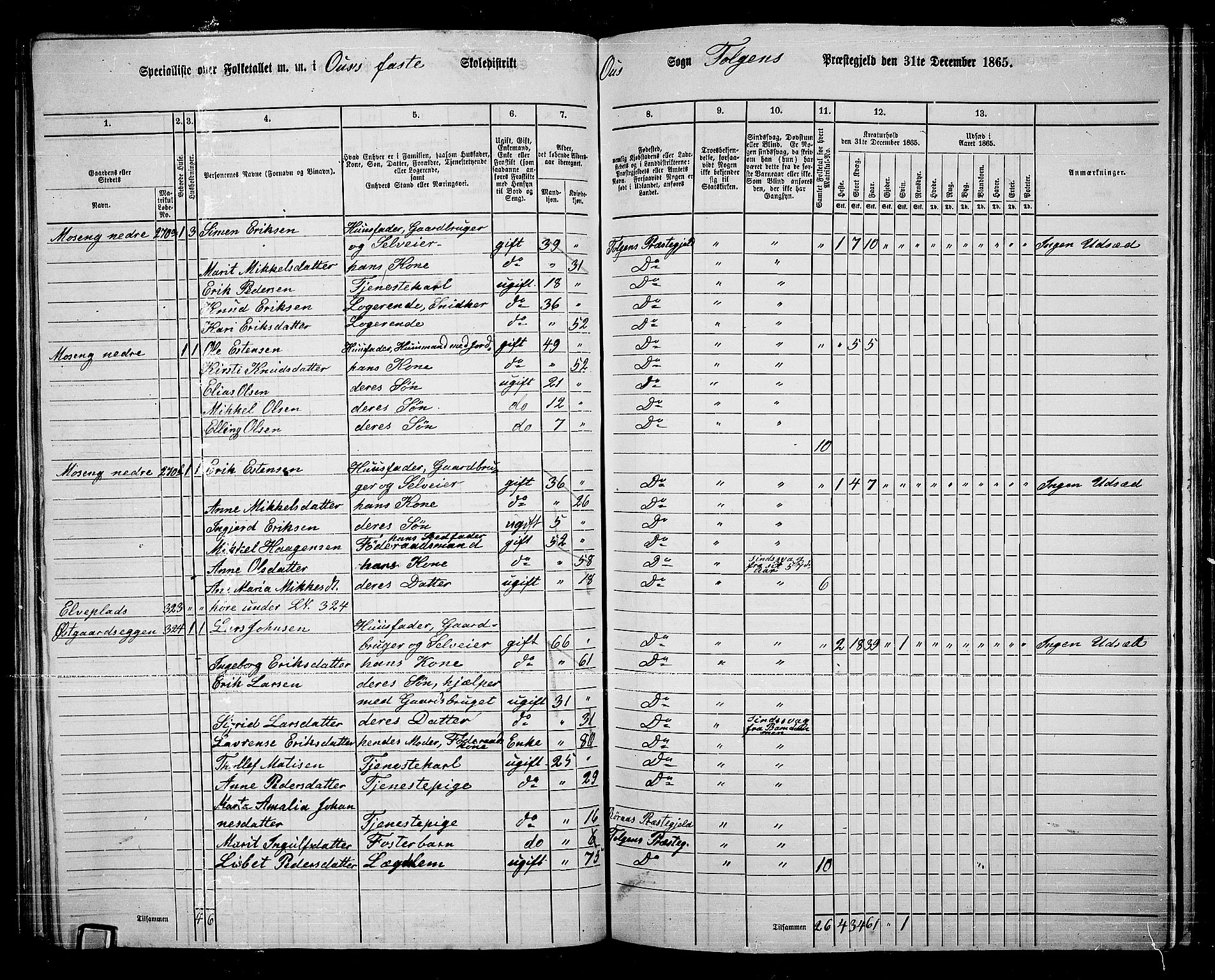 RA, 1865 census for Tolga, 1865, p. 143