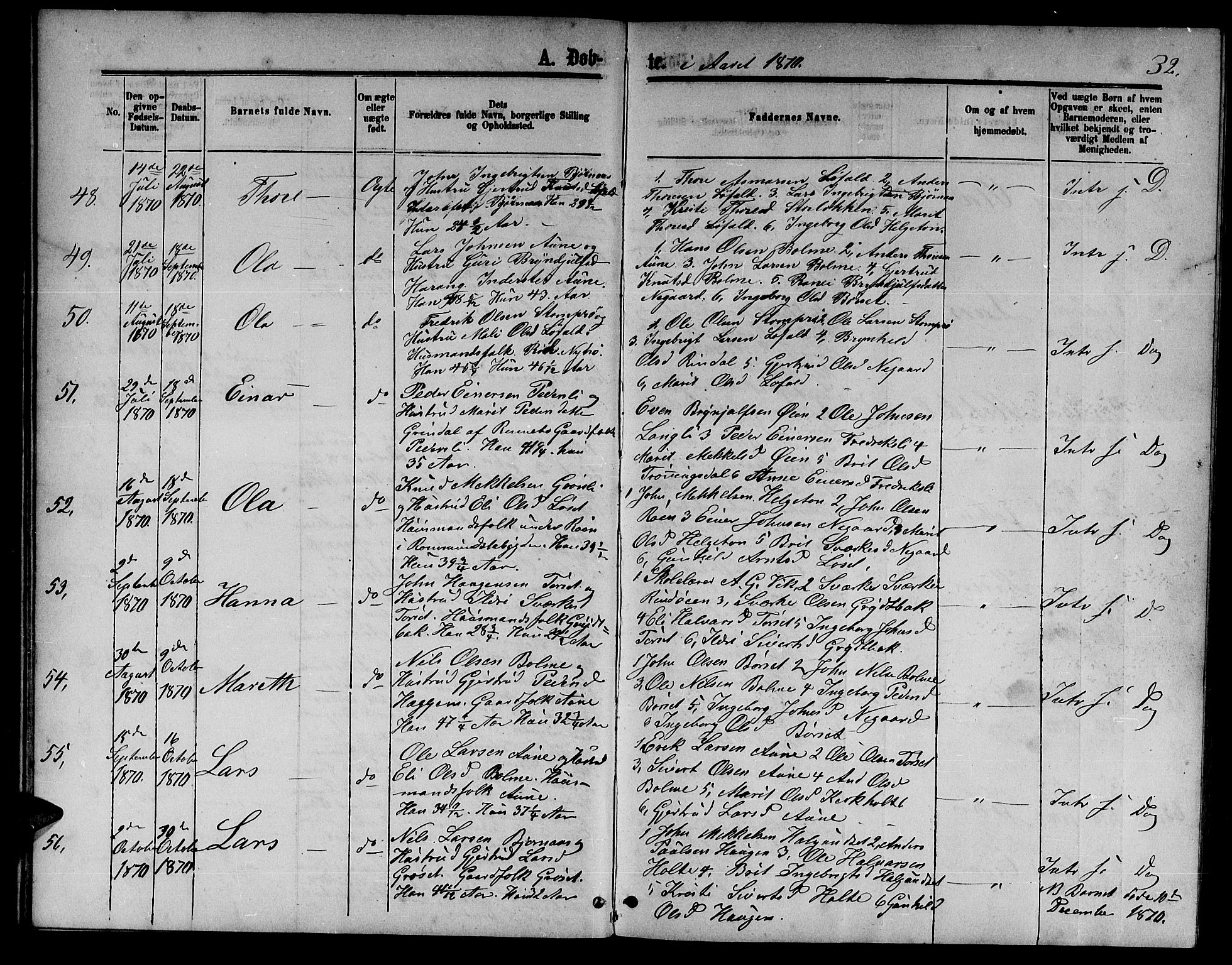 Ministerialprotokoller, klokkerbøker og fødselsregistre - Møre og Romsdal, AV/SAT-A-1454/598/L1076: Parish register (copy) no. 598C01, 1867-1878, p. 32