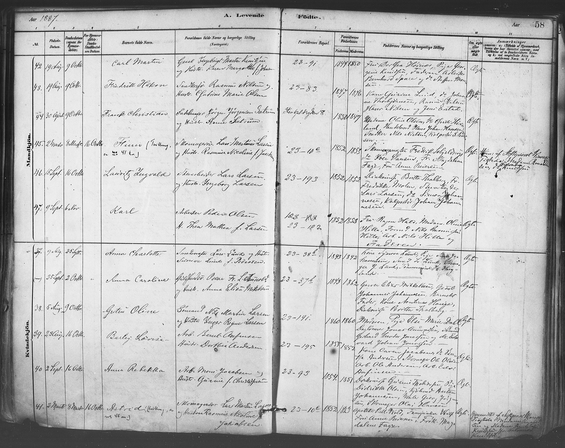Mariakirken Sokneprestembete, AV/SAB-A-76901/H/Haa/L0007: Parish register (official) no. A 7, 1878-1893, p. 58