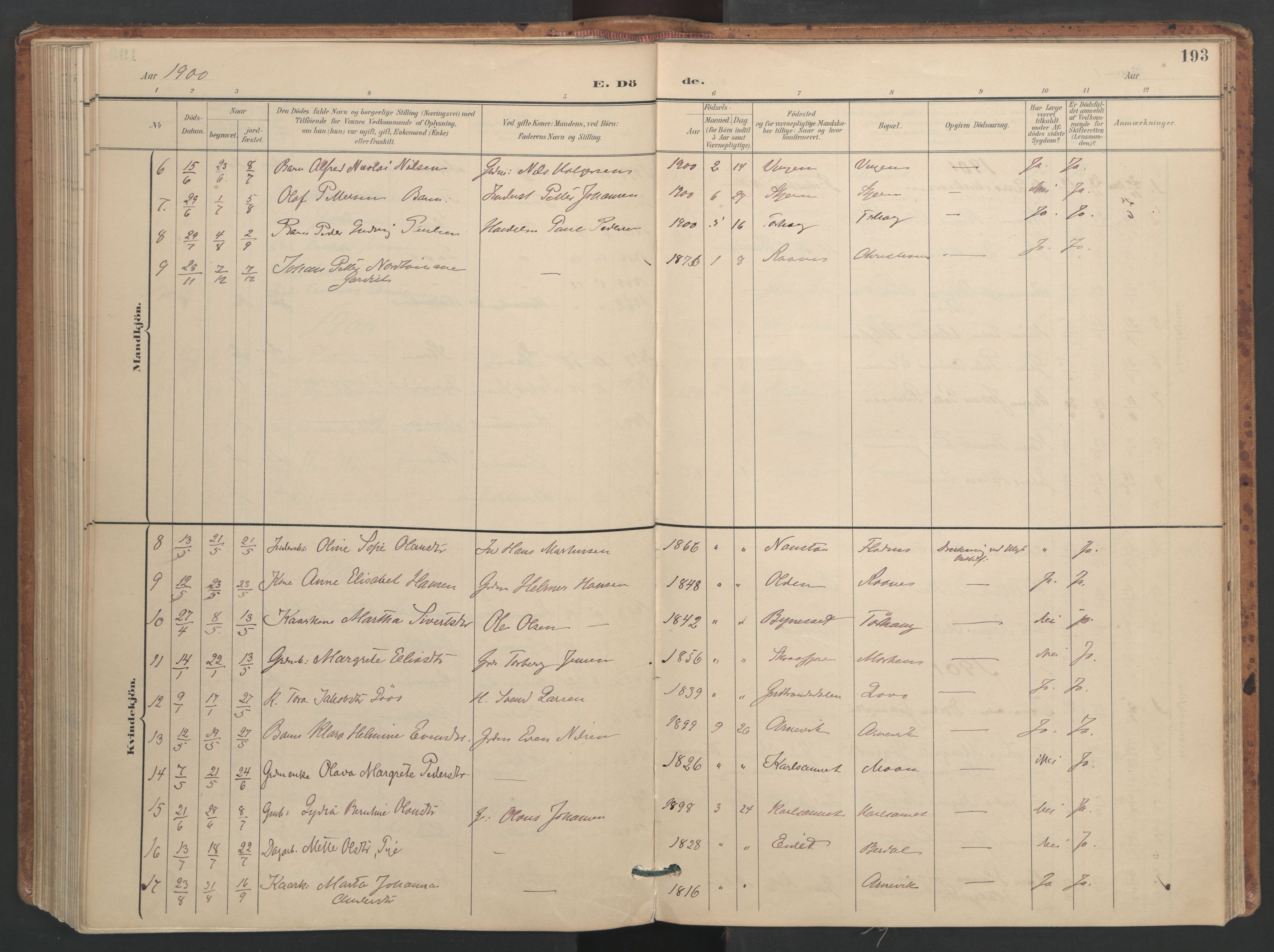 Ministerialprotokoller, klokkerbøker og fødselsregistre - Sør-Trøndelag, AV/SAT-A-1456/655/L0681: Parish register (official) no. 655A10, 1895-1907, p. 193