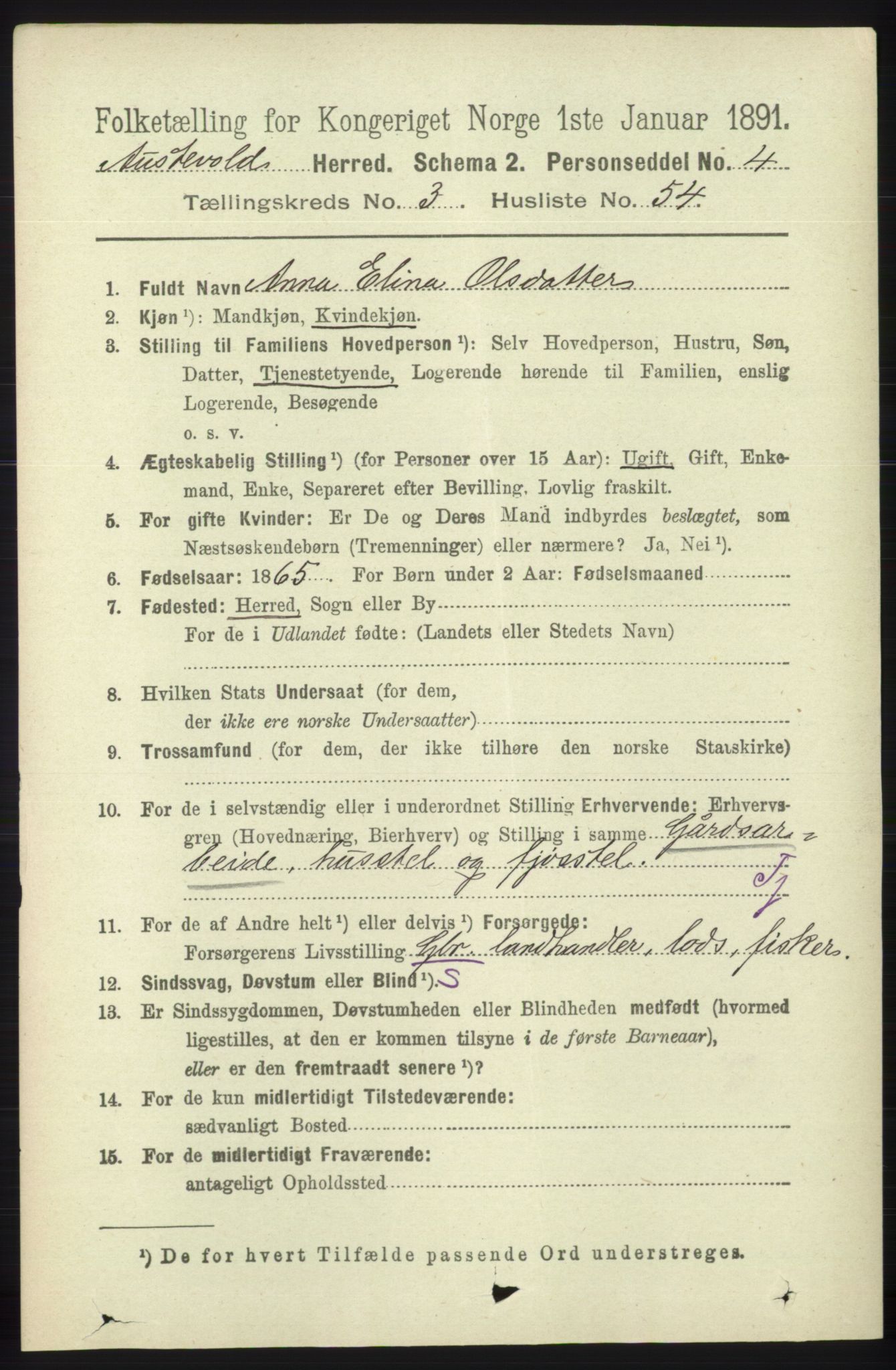 RA, 1891 census for 1244 Austevoll, 1891, p. 1328