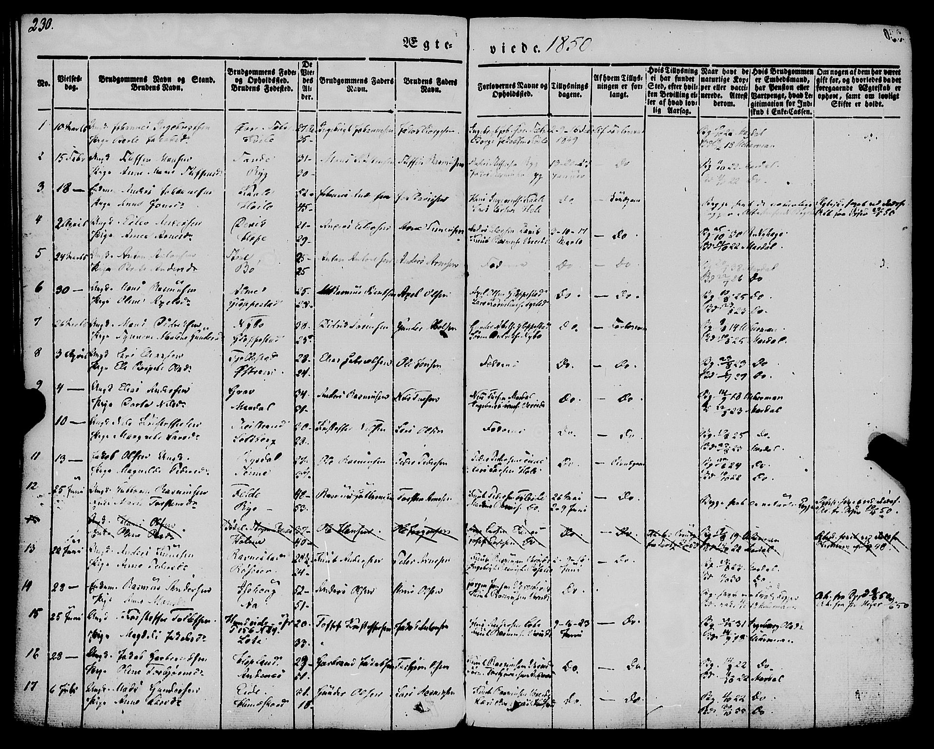 Gloppen sokneprestembete, SAB/A-80101/H/Haa/Haaa/L0008: Parish register (official) no. A 8, 1837-1855, p. 230
