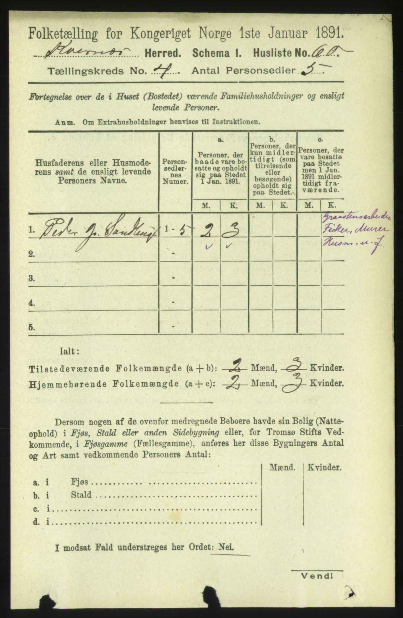 RA, 1891 census for 1553 Kvernes, 1891, p. 1727