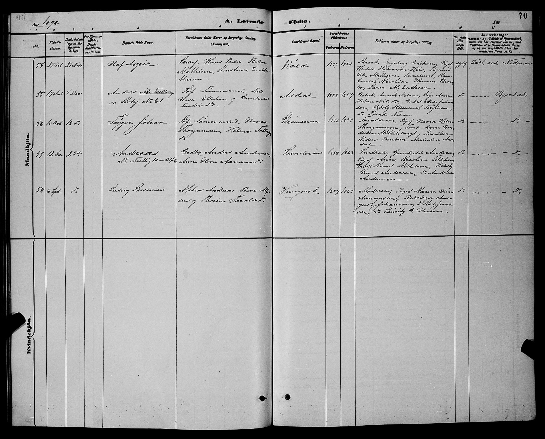 Øyestad sokneprestkontor, AV/SAK-1111-0049/F/Fb/L0009: Parish register (copy) no. B 9, 1886-1896, p. 70