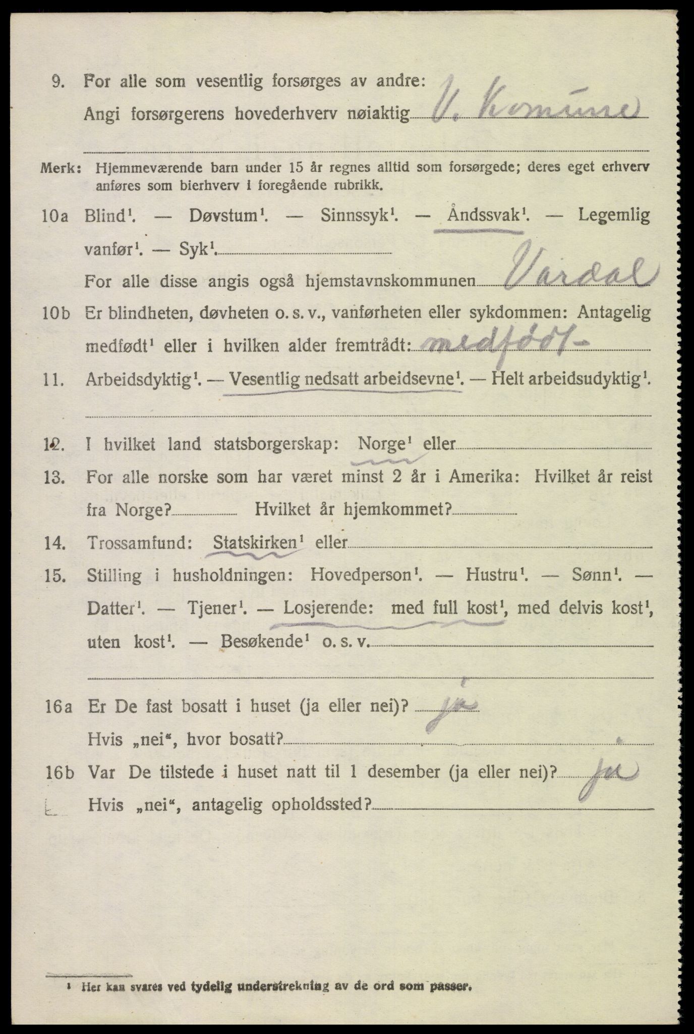 SAH, 1920 census for Vardal, 1920, p. 3860