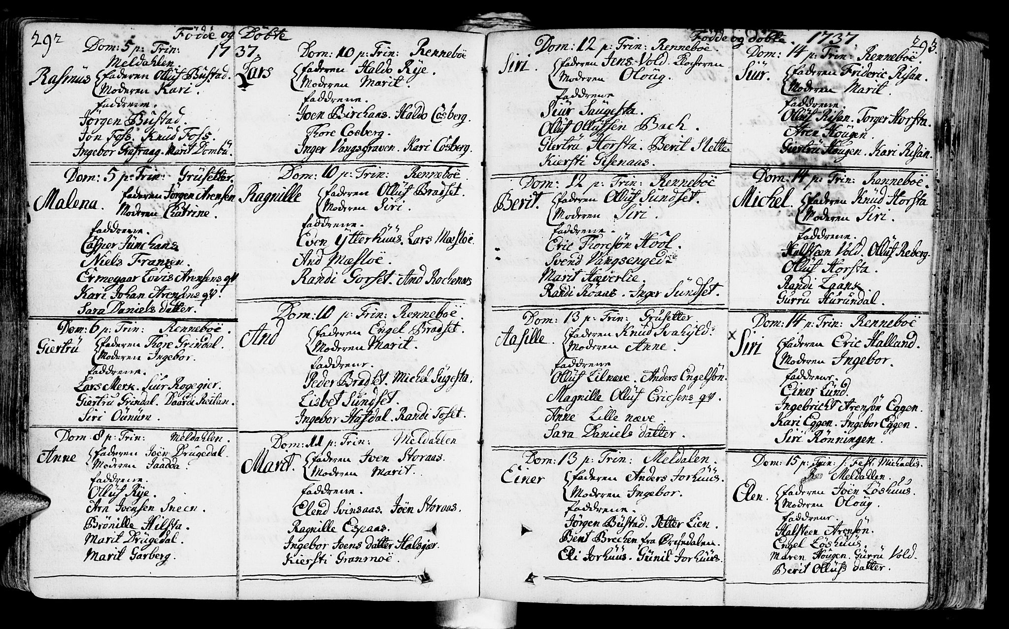 Ministerialprotokoller, klokkerbøker og fødselsregistre - Sør-Trøndelag, SAT/A-1456/672/L0850: Parish register (official) no. 672A03, 1725-1751, p. 292a-293a