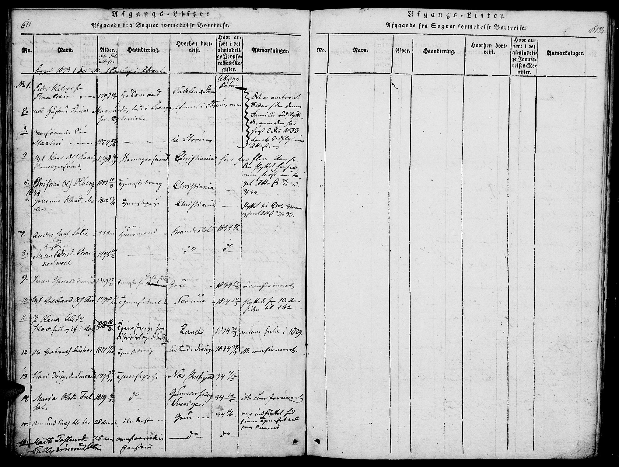 Vinger prestekontor, SAH/PREST-024/H/Ha/Haa/L0006: Parish register (official) no. 6, 1814-1825, p. 611-612