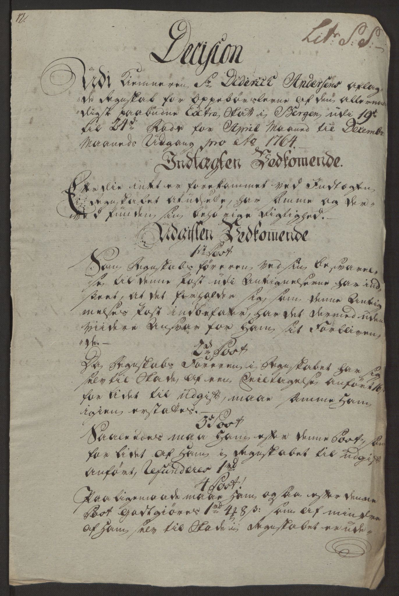 Rentekammeret inntil 1814, Reviderte regnskaper, Byregnskaper, AV/RA-EA-4066/R/Rp/L0368/0001: [P21] Kontribusjonsregnskap / Ekstraskatt, 1764, p. 211