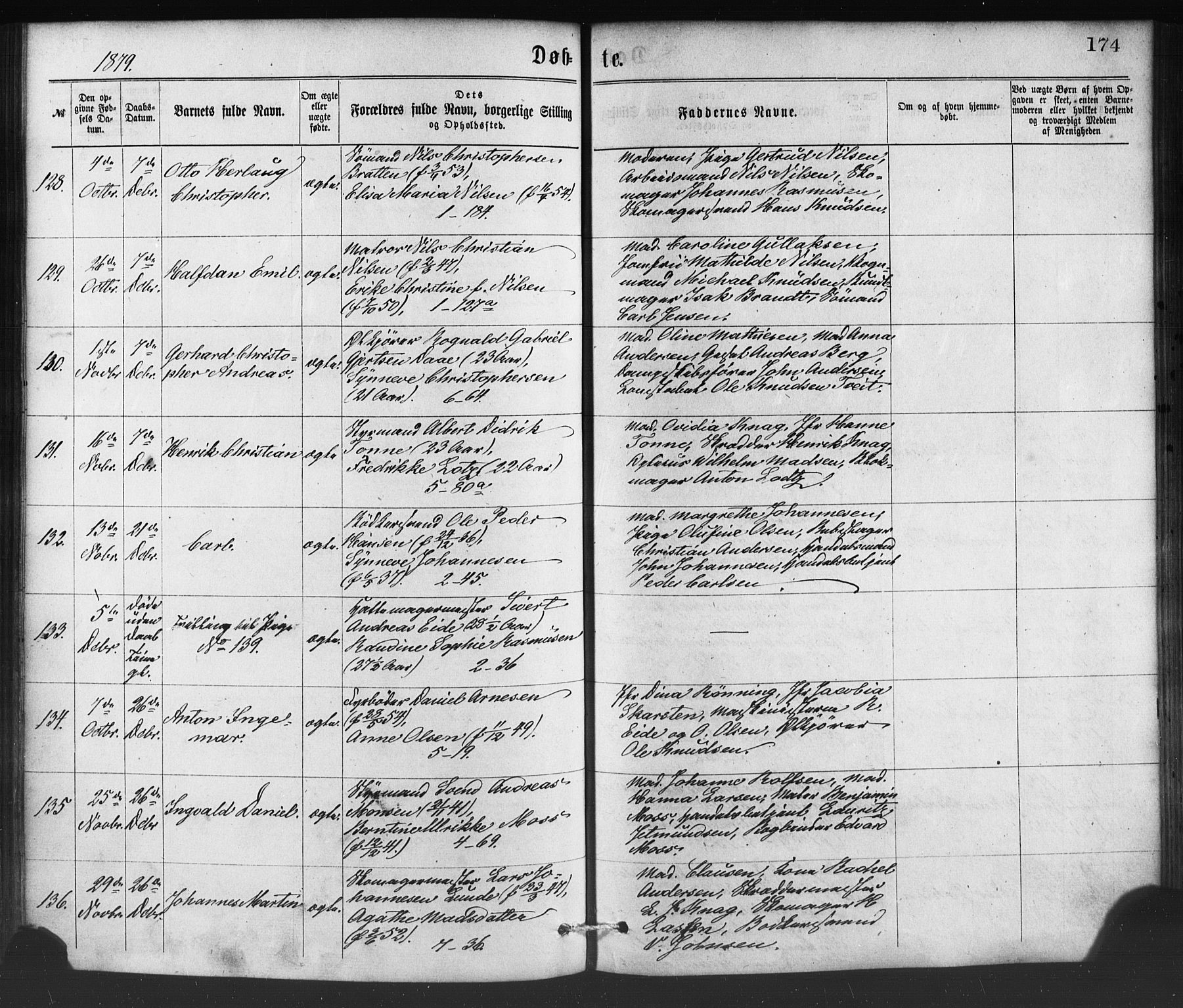 Nykirken Sokneprestembete, SAB/A-77101/H/Haa/L0016: Parish register (official) no. B 3, 1870-1884, p. 174