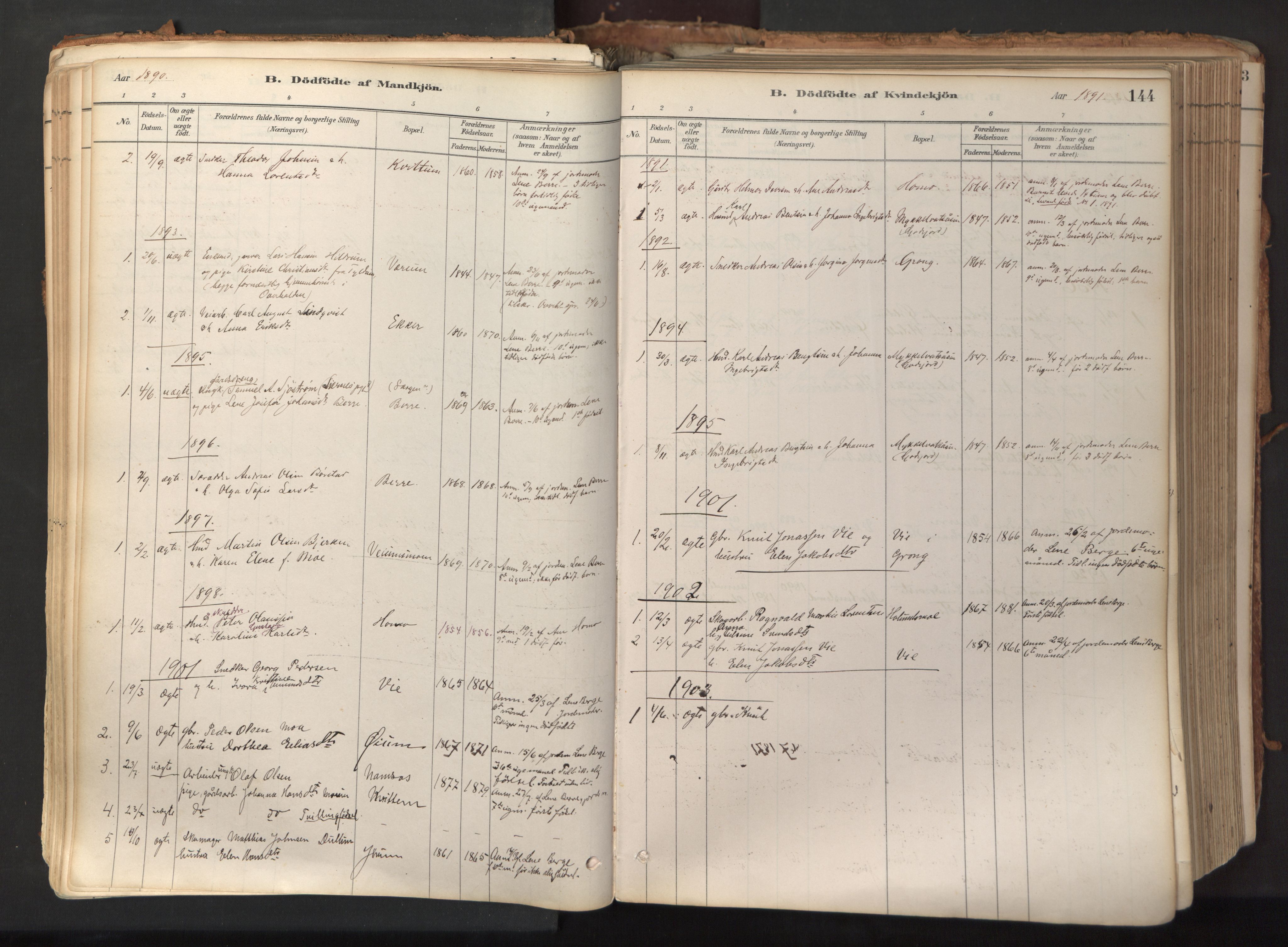 Ministerialprotokoller, klokkerbøker og fødselsregistre - Nord-Trøndelag, SAT/A-1458/758/L0519: Parish register (official) no. 758A04, 1880-1926, p. 144