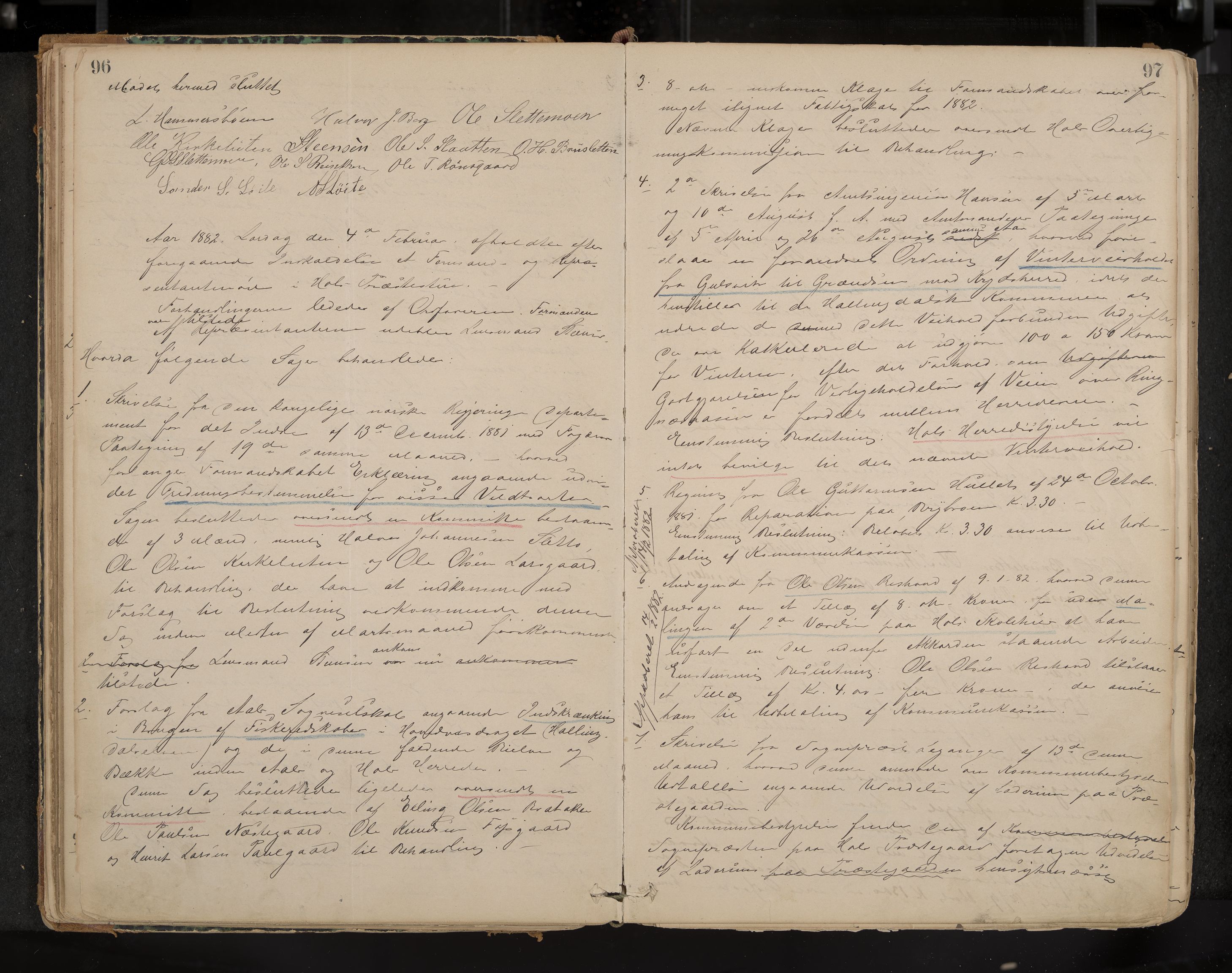 Hol formannskap og sentraladministrasjon, IKAK/0620021-1/A/L0001: Møtebok, 1877-1893, p. 96-97