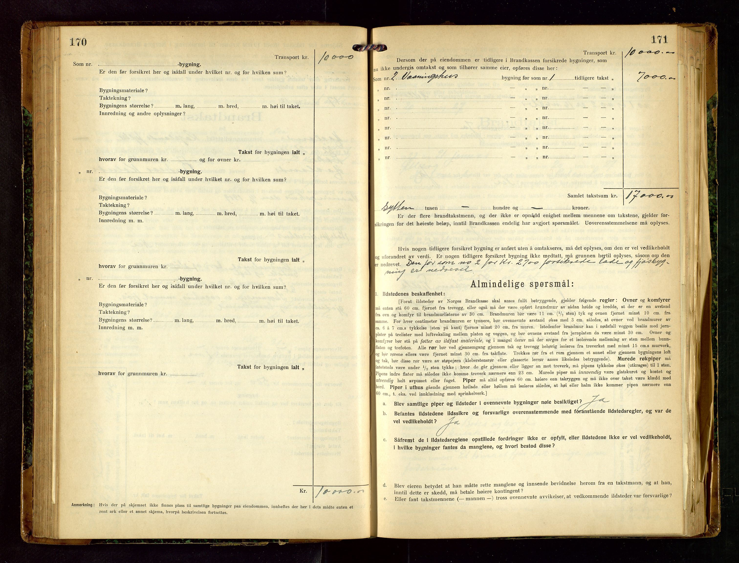 Håland lensmannskontor, AV/SAST-A-100100/Gob/L0007: Branntakstprotokoll - skjematakst. Register i boken., 1920-1925, p. 170-171