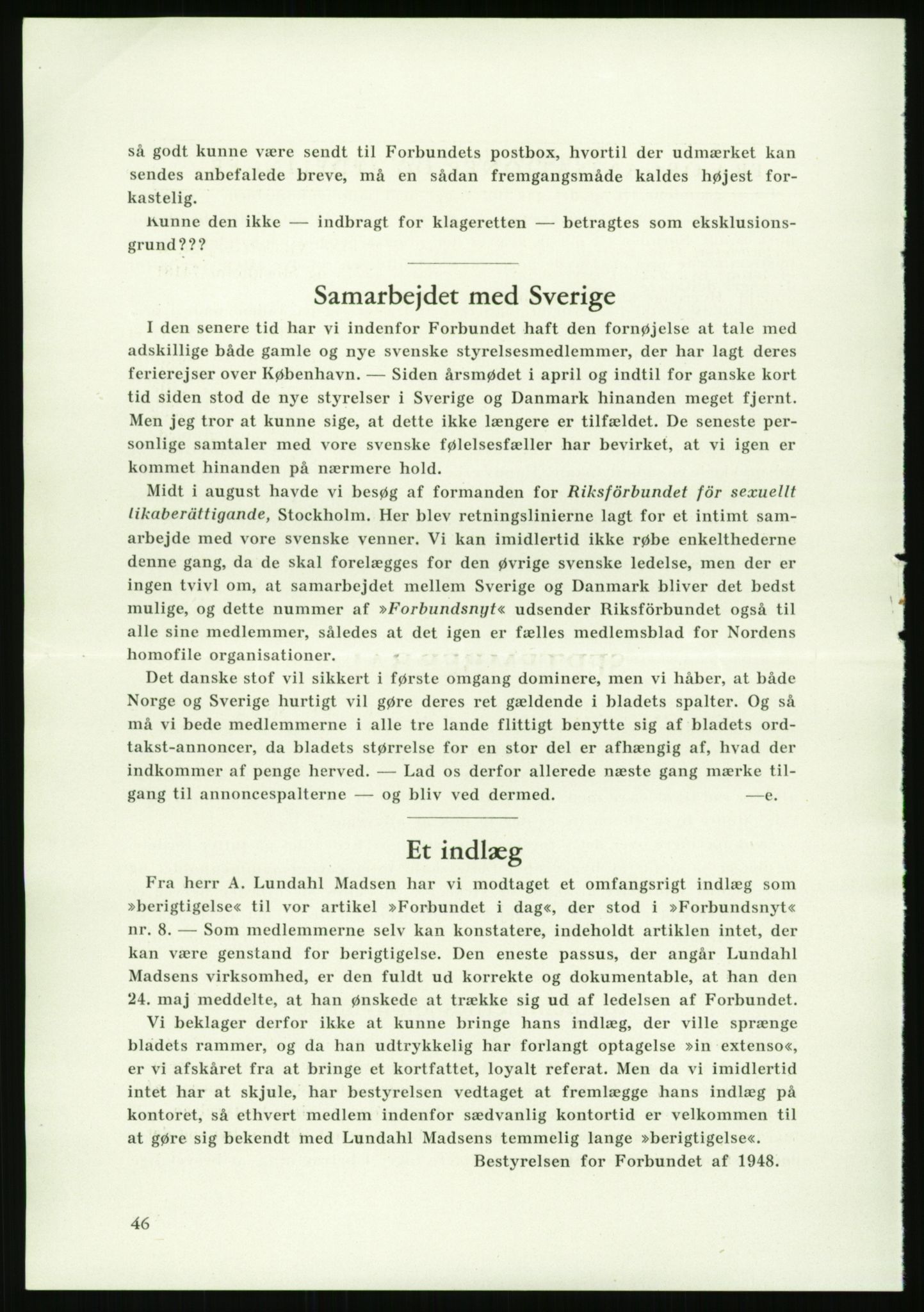 Det Norske Forbundet av 1948/Landsforeningen for Lesbisk og Homofil Frigjøring, AV/RA-PA-1216/E/Eb/L0001: Intern informasjon, 1952-1991, p. 10