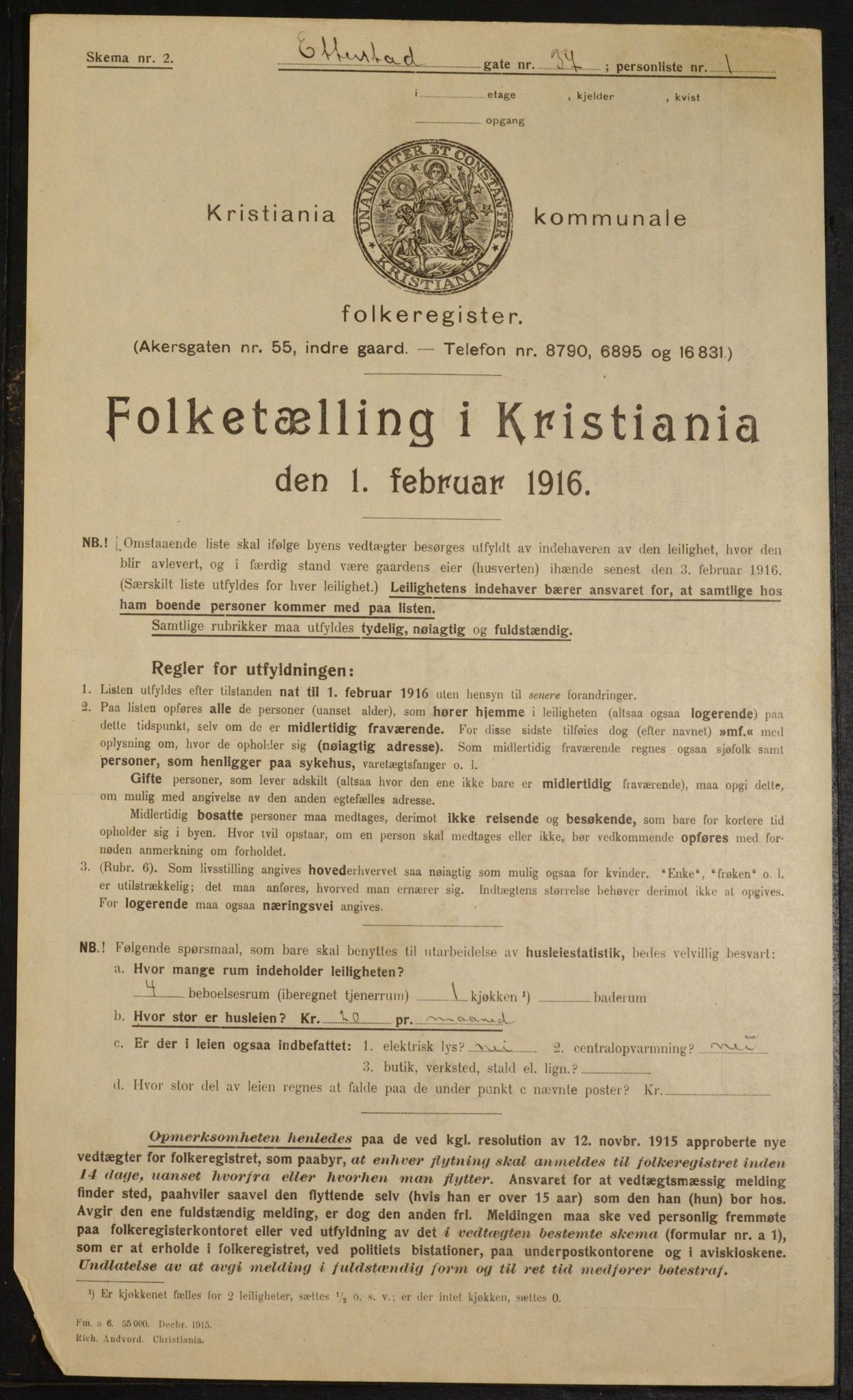 OBA, Municipal Census 1916 for Kristiania, 1916, p. 22994