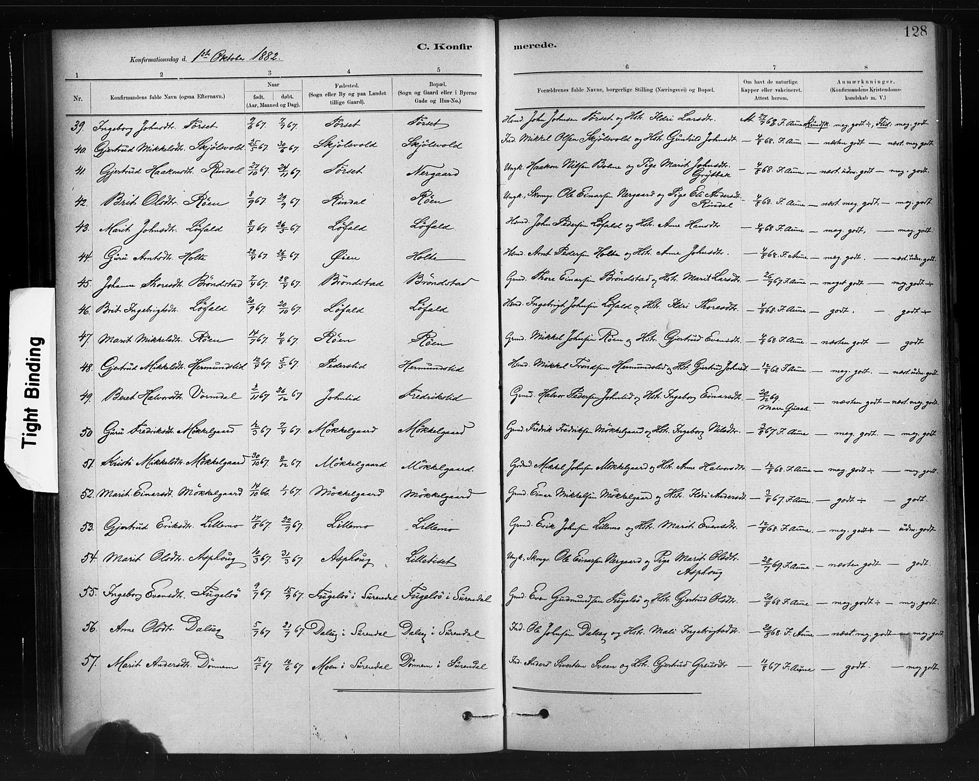 Ministerialprotokoller, klokkerbøker og fødselsregistre - Møre og Romsdal, AV/SAT-A-1454/598/L1069: Parish register (official) no. 598A03, 1882-1895, p. 128