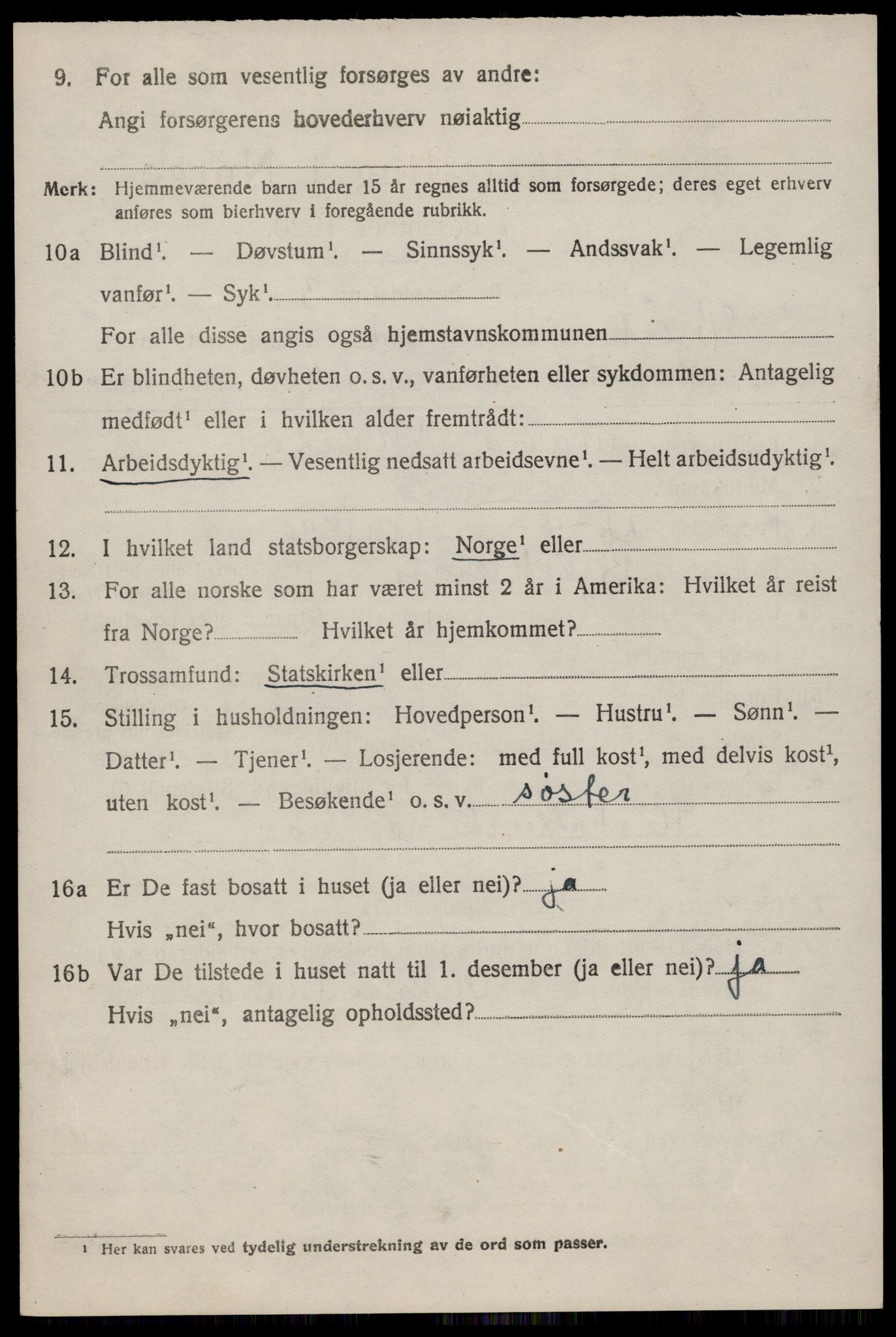 SAST, 1920 census for Bjerkreim, 1920, p. 2119