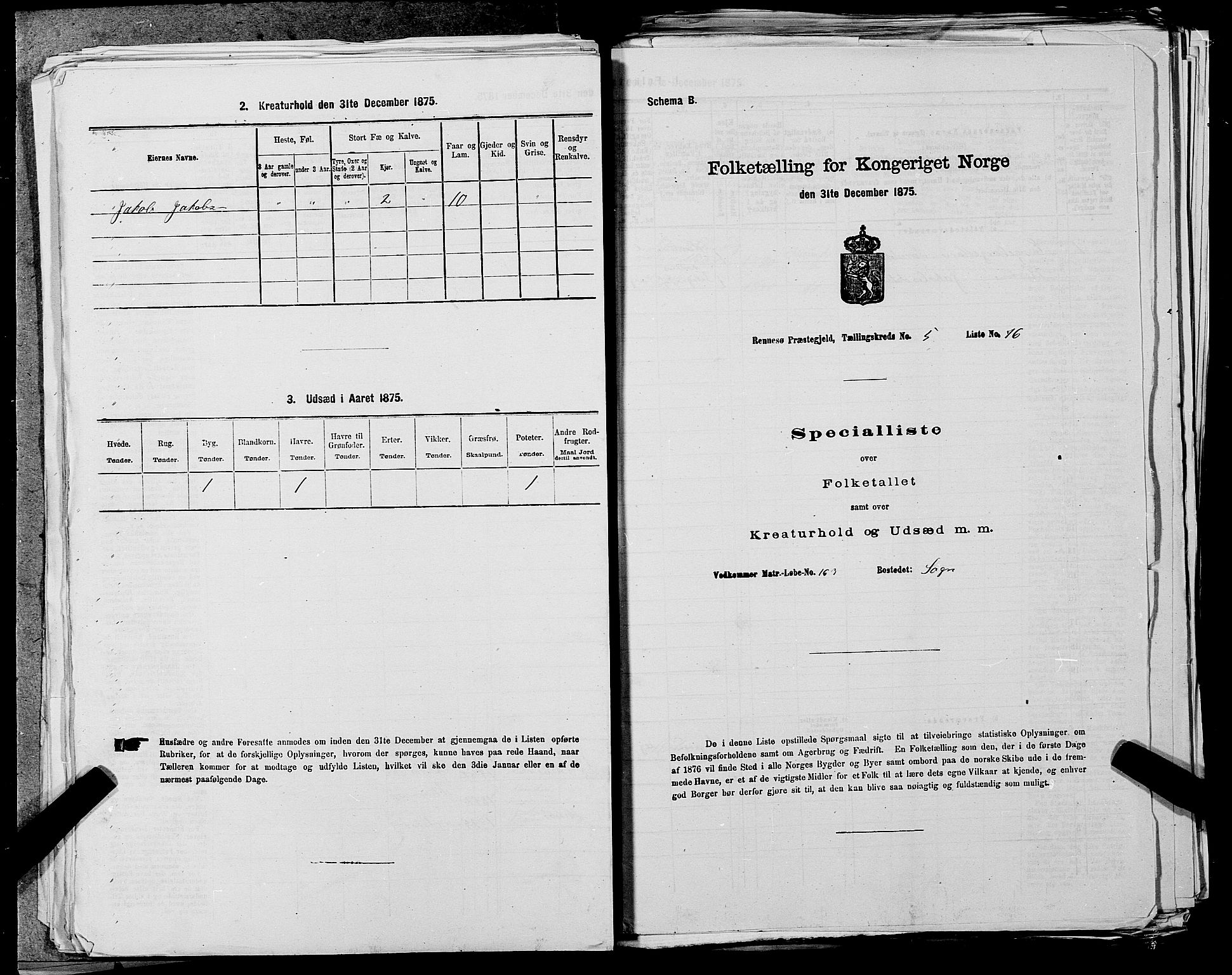 SAST, 1875 census for 1142P Rennesøy, 1875, p. 721