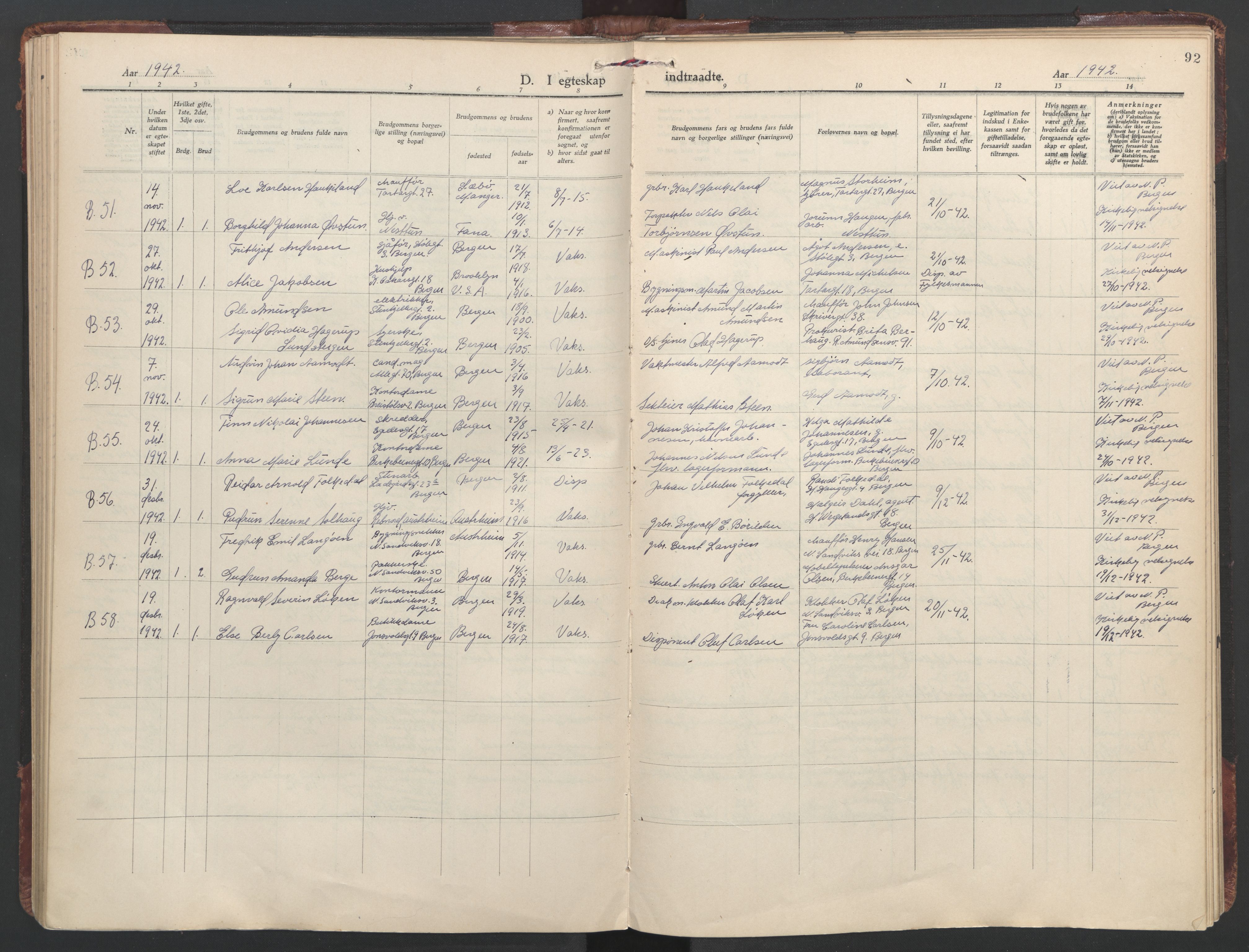 St. Olavs Sokneprestembete, SAB/A-78101/H/Haa: Parish register (official) no. C 1, 1928-1954, p. 92