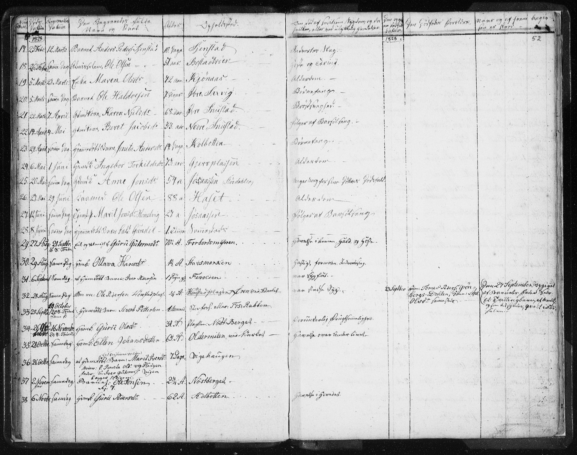 Ministerialprotokoller, klokkerbøker og fødselsregistre - Sør-Trøndelag, AV/SAT-A-1456/616/L0404: Parish register (official) no. 616A01, 1823-1831, p. 52