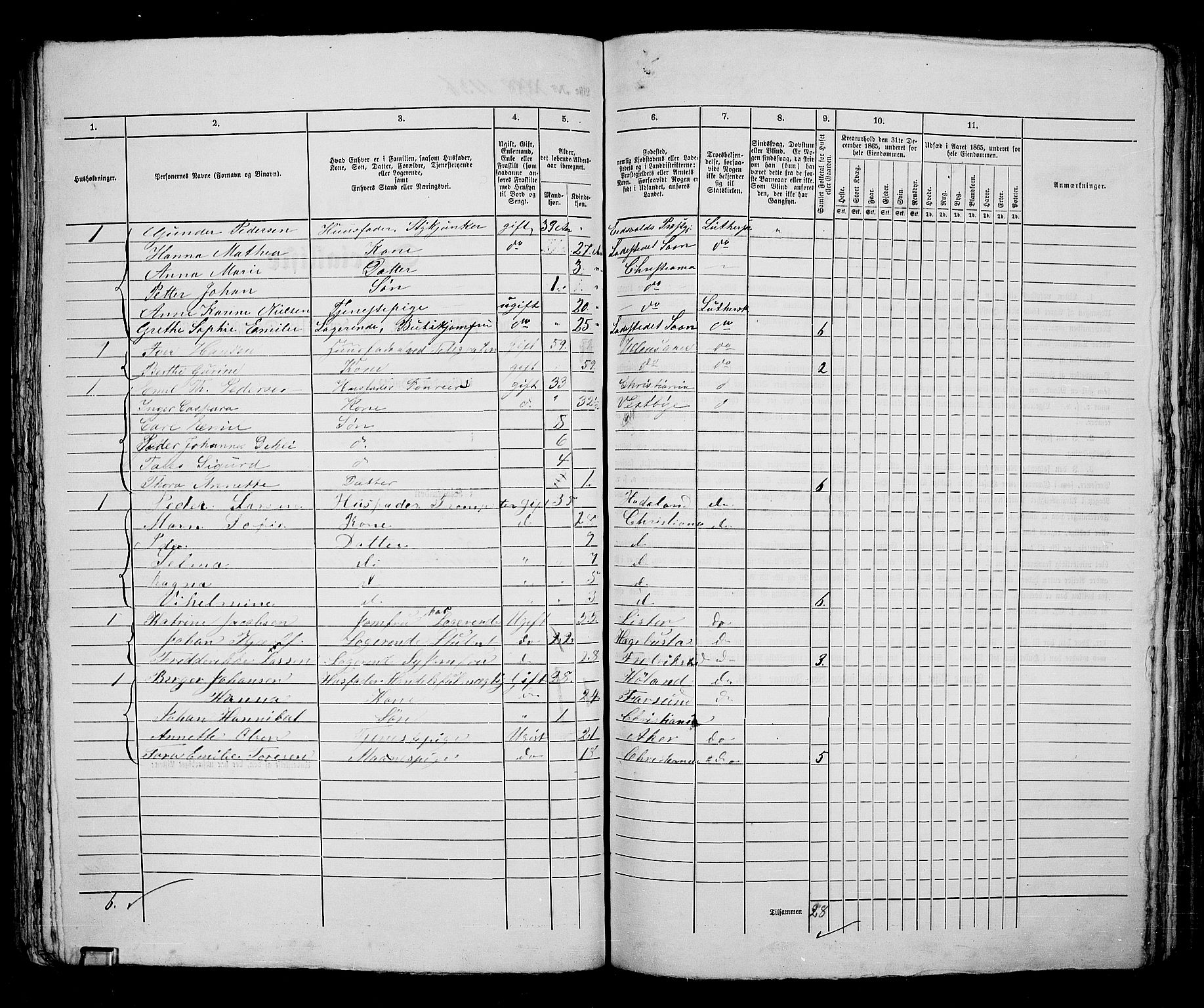 RA, 1865 census for Kristiania, 1865, p. 2558