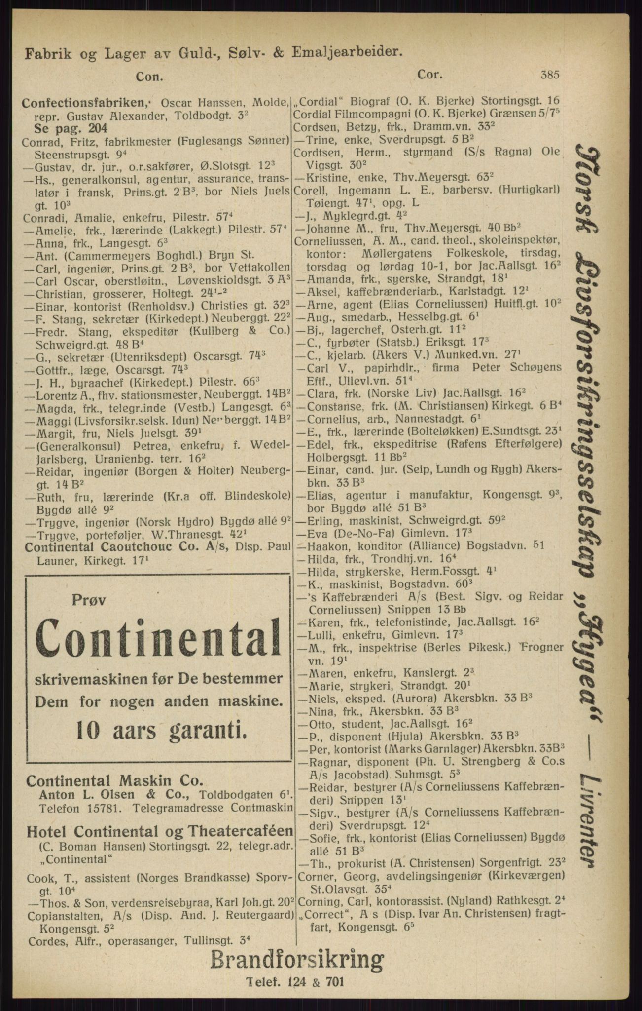 Kristiania/Oslo adressebok, PUBL/-, 1916, p. 385