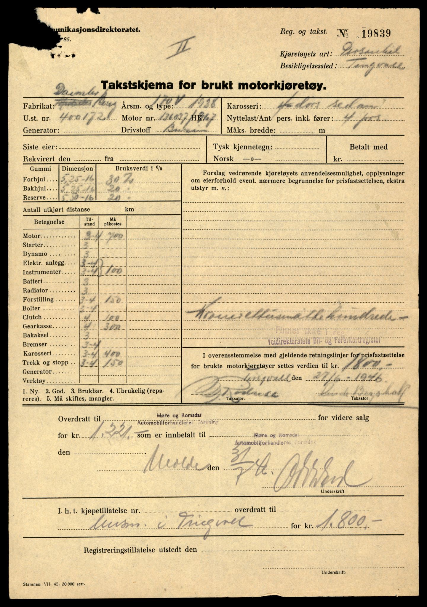 Møre og Romsdal vegkontor - Ålesund trafikkstasjon, AV/SAT-A-4099/F/Fe/L0047: Registreringskort for kjøretøy T 14580 - T 14720, 1927-1998, p. 3003