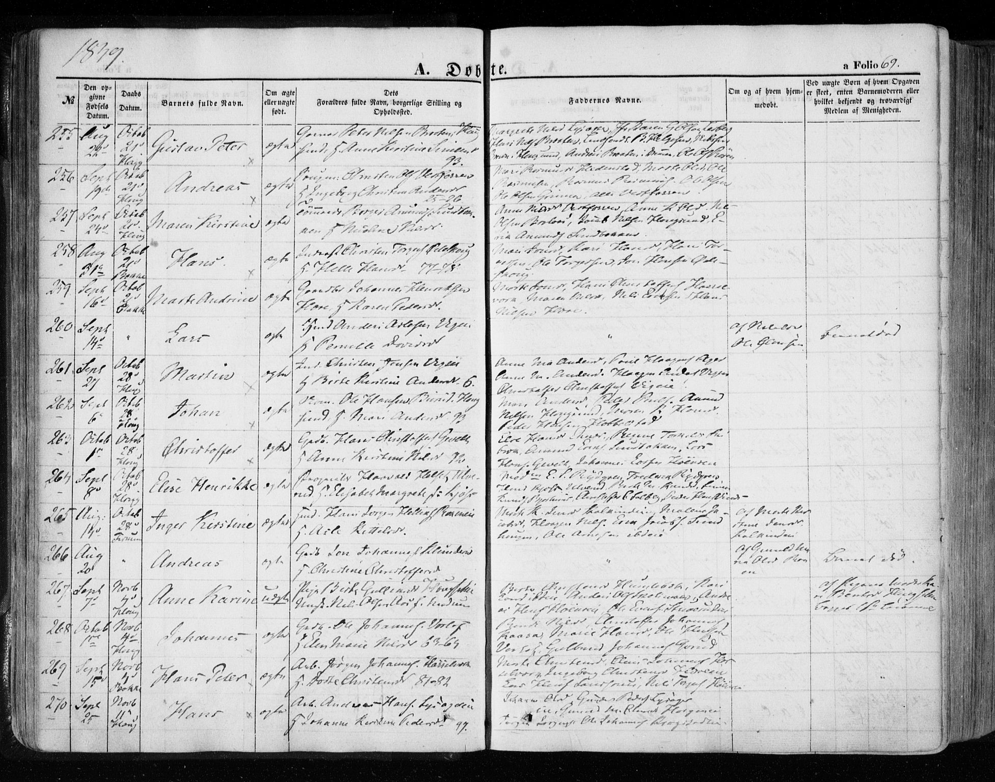 Eiker kirkebøker, AV/SAKO-A-4/F/Fa/L0014: Parish register (official) no. I 14, 1846-1854, p. 69