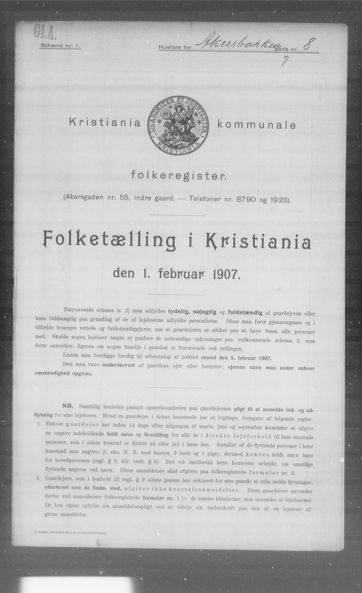 OBA, Municipal Census 1907 for Kristiania, 1907, p. 24