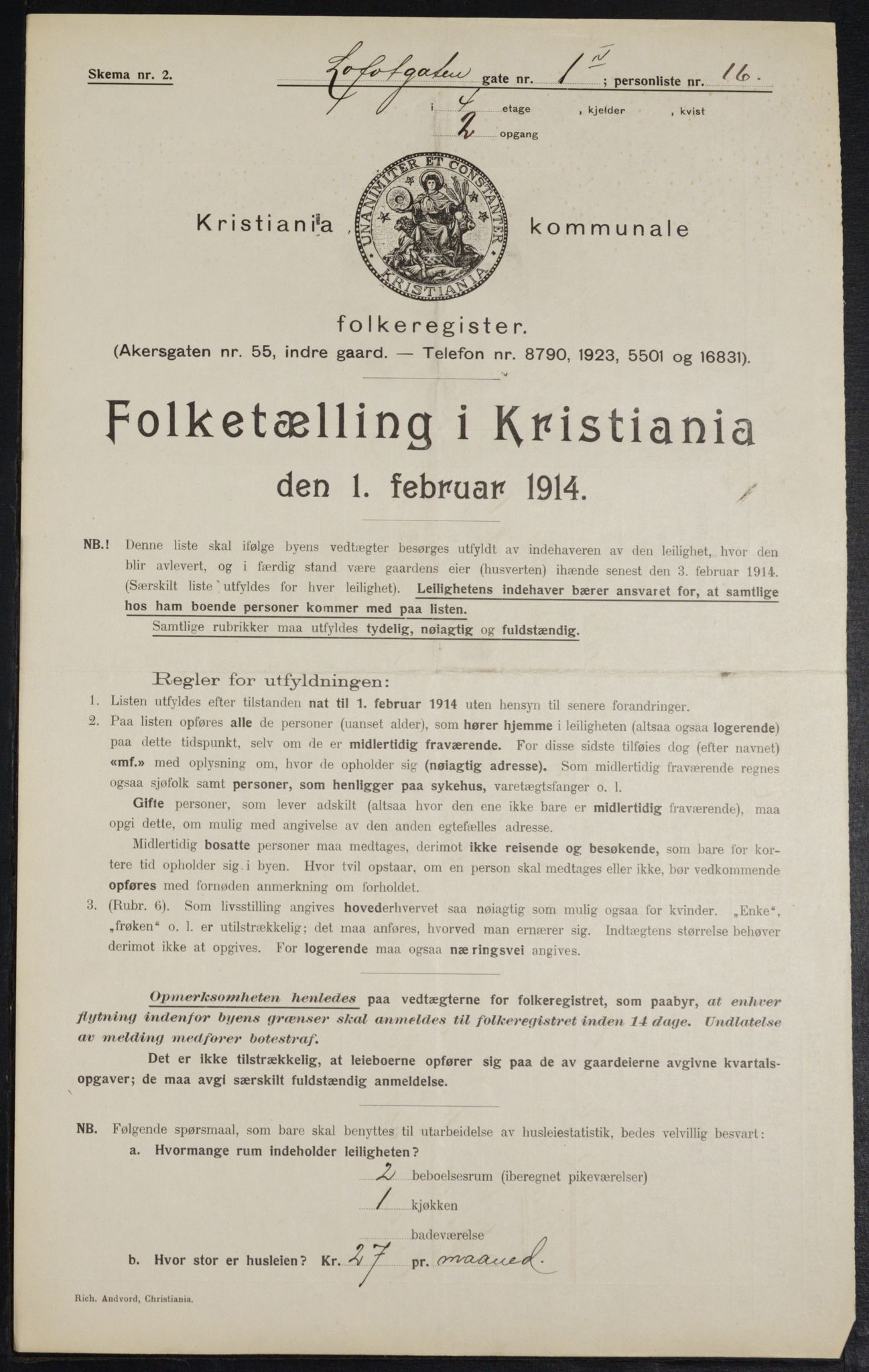 OBA, Municipal Census 1914 for Kristiania, 1914, p. 58318