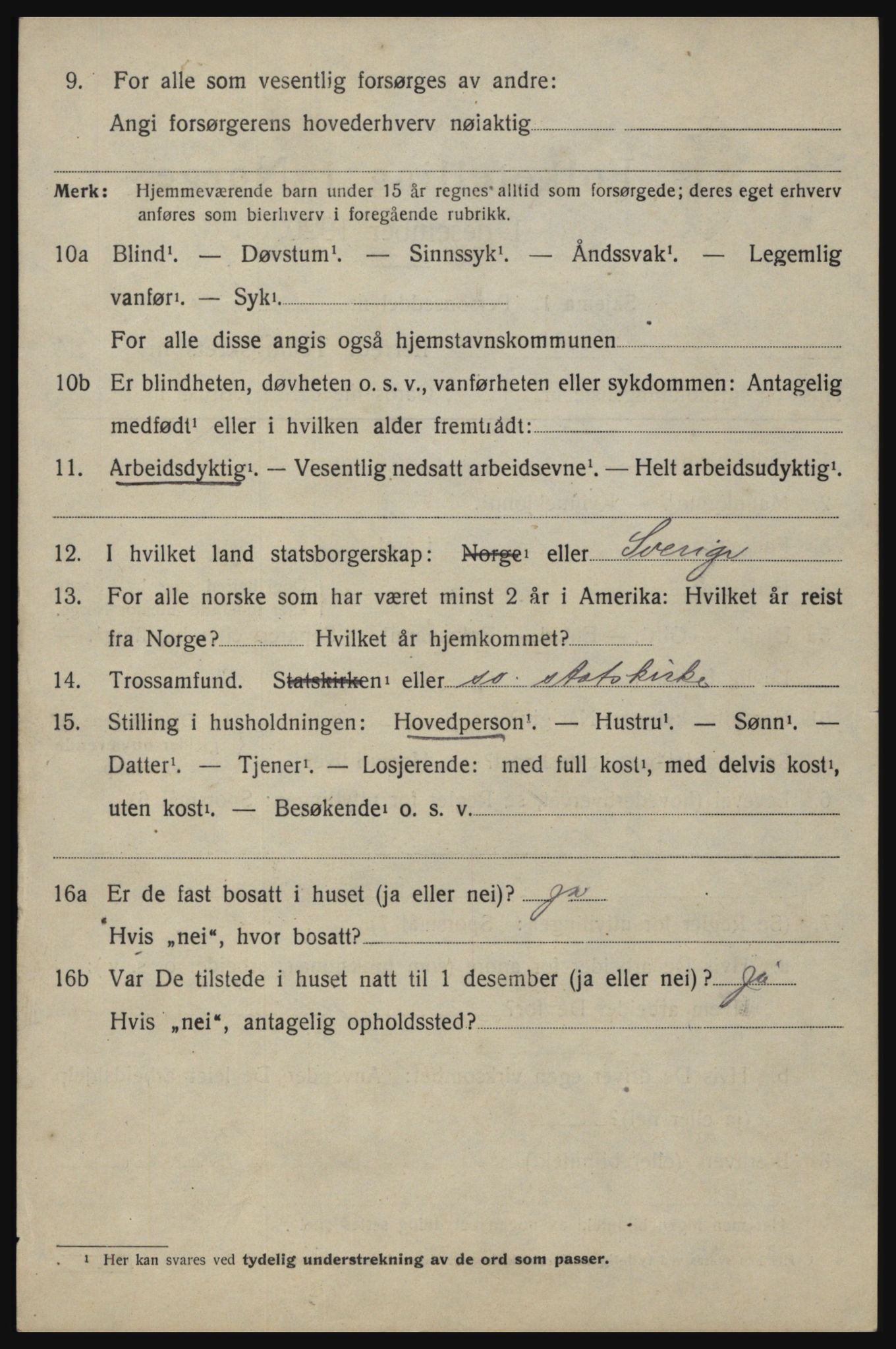 SAO, 1920 census for Berg, 1920, p. 3540