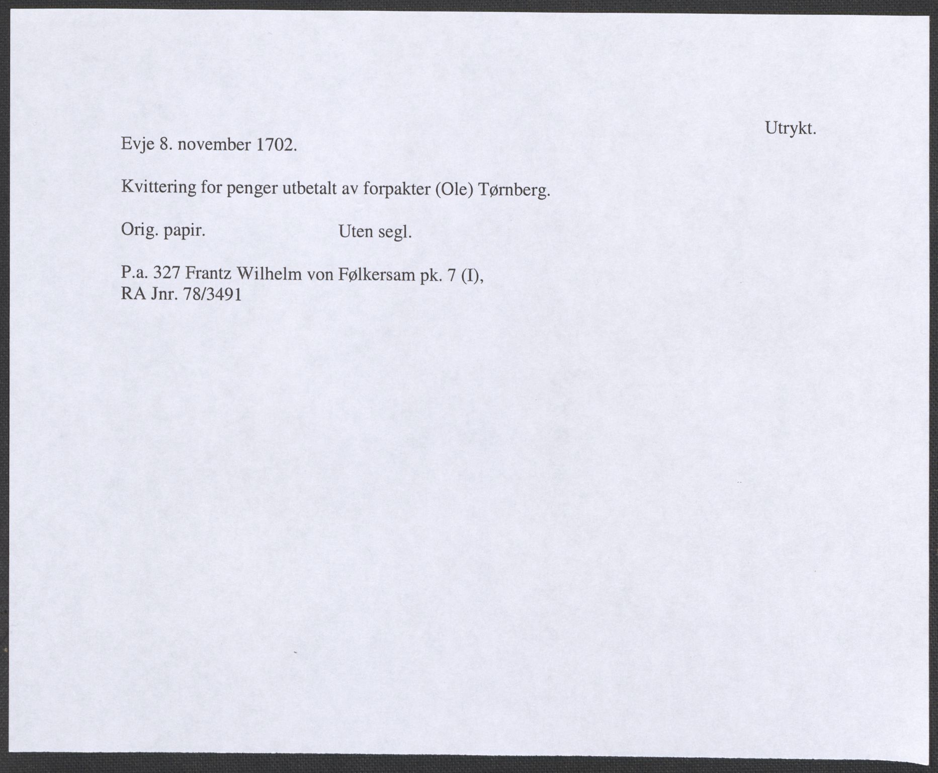 Riksarkivets diplomsamling, RA/EA-5965/F12/L0004: Pk. 7 (I), 1490-1729, p. 130