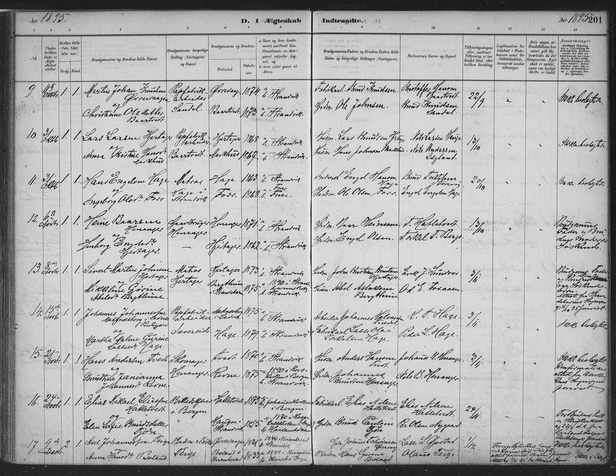 Fusa sokneprestembete, SAB/A-75401/H/Haa: Parish register (official) no. D 1, 1880-1938, p. 201
