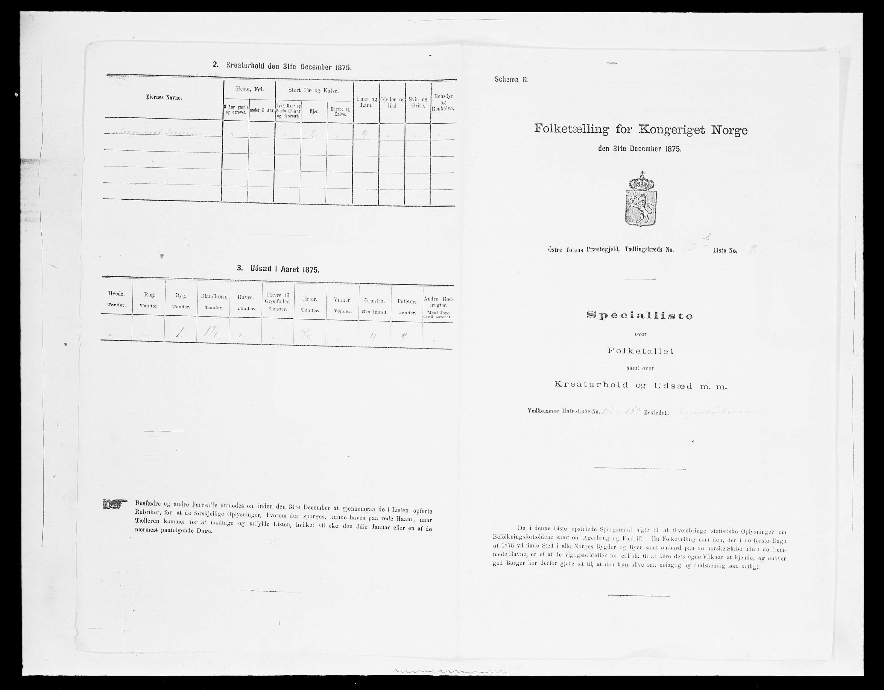 SAH, 1875 census for 0528P Østre Toten, 1875, p. 2482