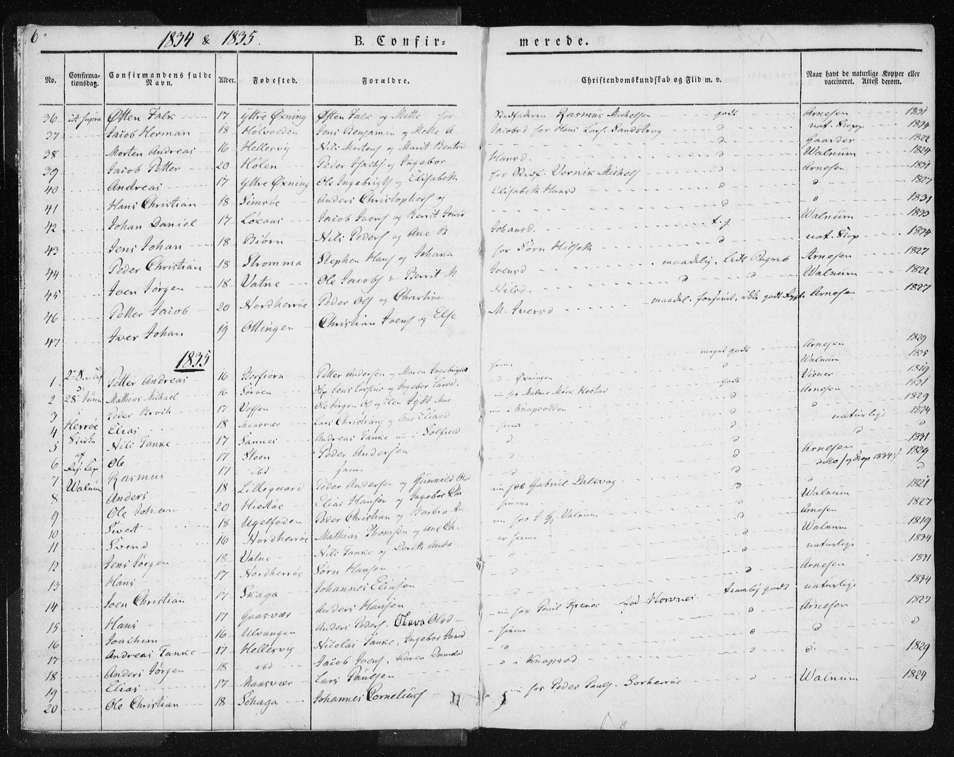 Ministerialprotokoller, klokkerbøker og fødselsregistre - Nordland, AV/SAT-A-1459/830/L0447: Parish register (official) no. 830A11, 1831-1854, p. 6