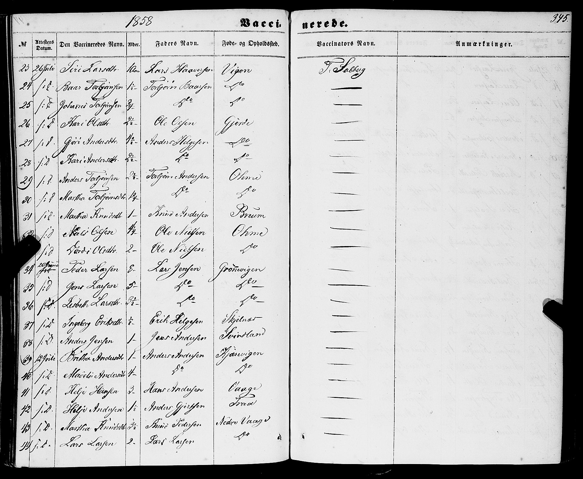 Strandebarm sokneprestembete, AV/SAB-A-78401/H/Haa: Parish register (official) no. A 8, 1858-1872, p. 345