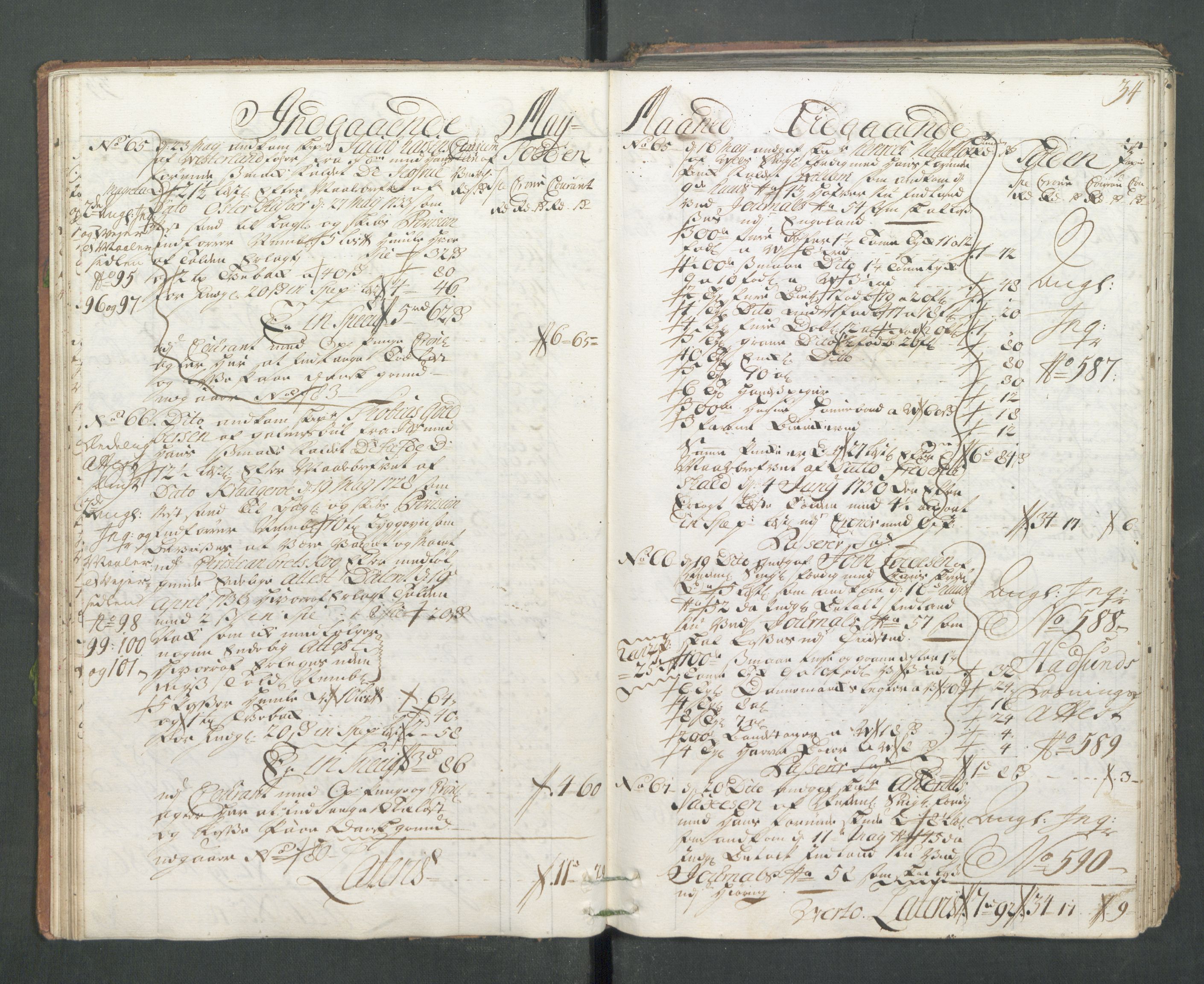 Generaltollkammeret, tollregnskaper, AV/RA-EA-5490/R14/L0013/0001: Tollregnskaper Øster-Risør / Hovedtollbok, 1733, p. 33b-34a