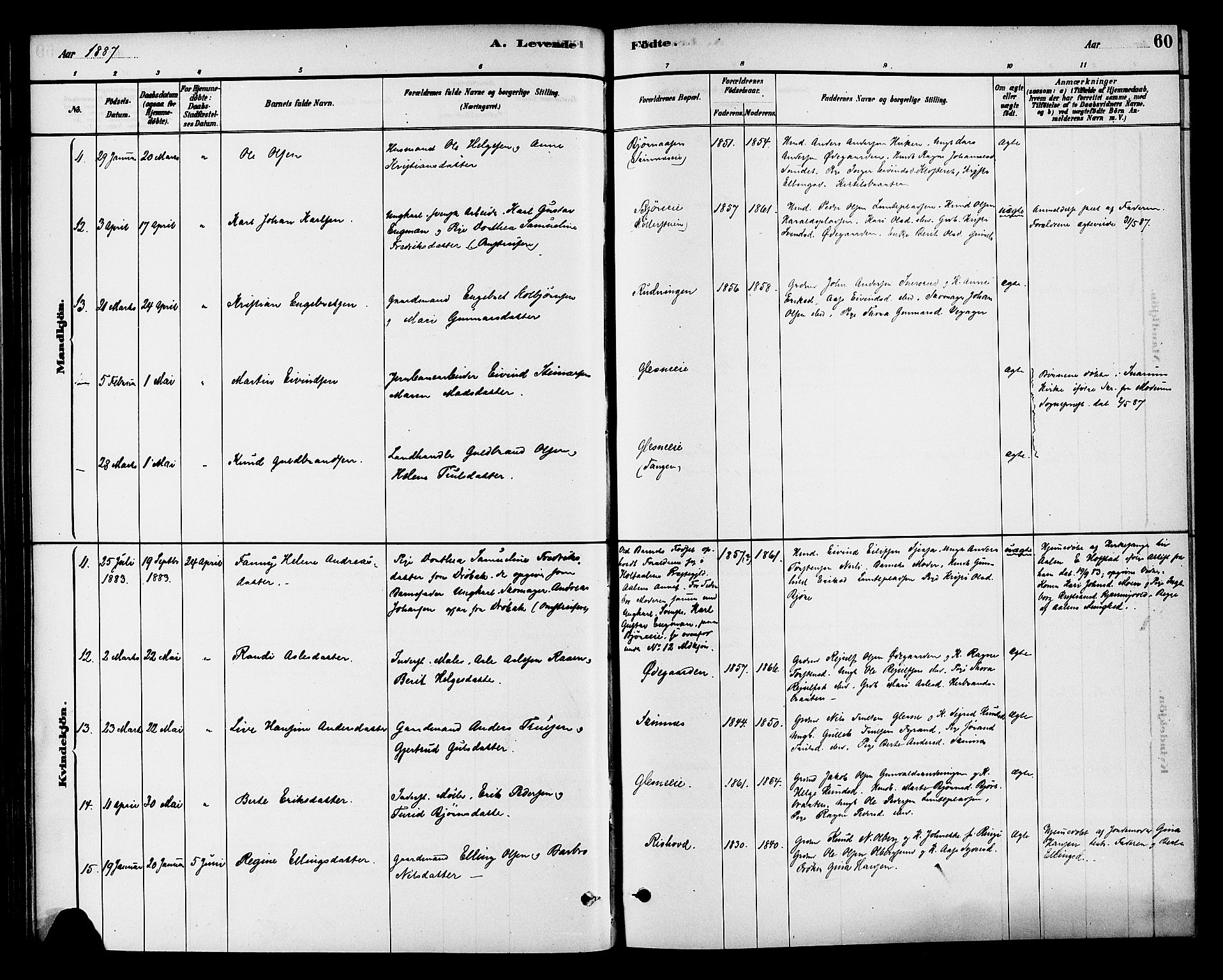 Krødsherad kirkebøker, AV/SAKO-A-19/G/Ga/L0001: Parish register (copy) no. 1, 1879-1893, p. 60