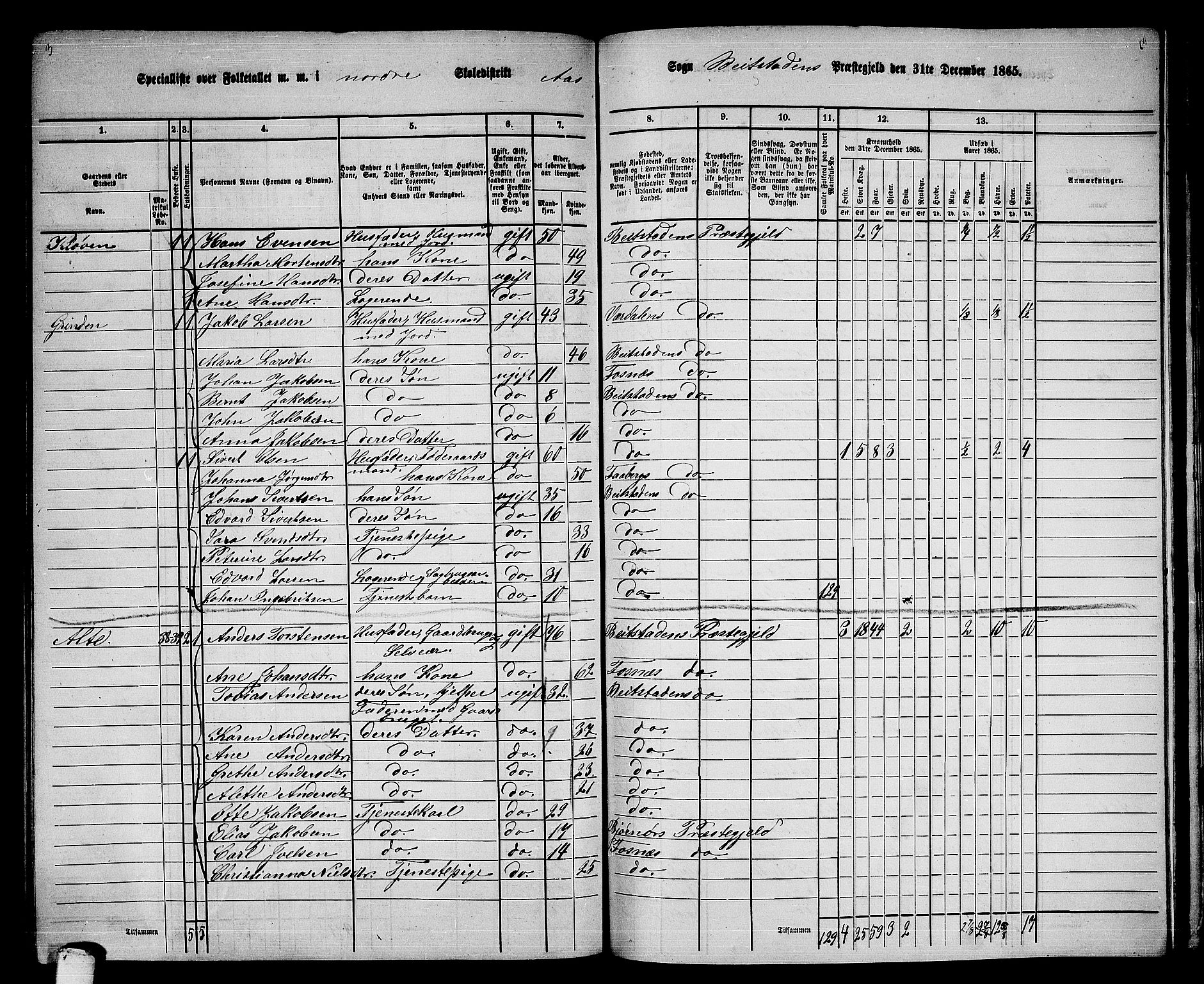 RA, 1865 census for Beitstad, 1865, p. 175