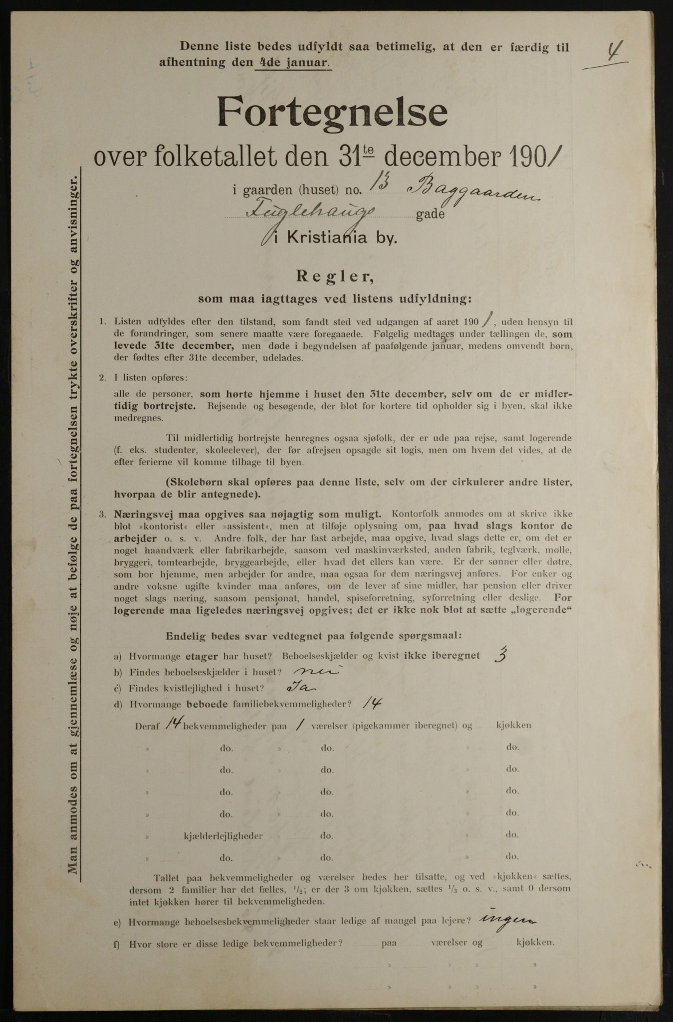 OBA, Municipal Census 1901 for Kristiania, 1901, p. 4568