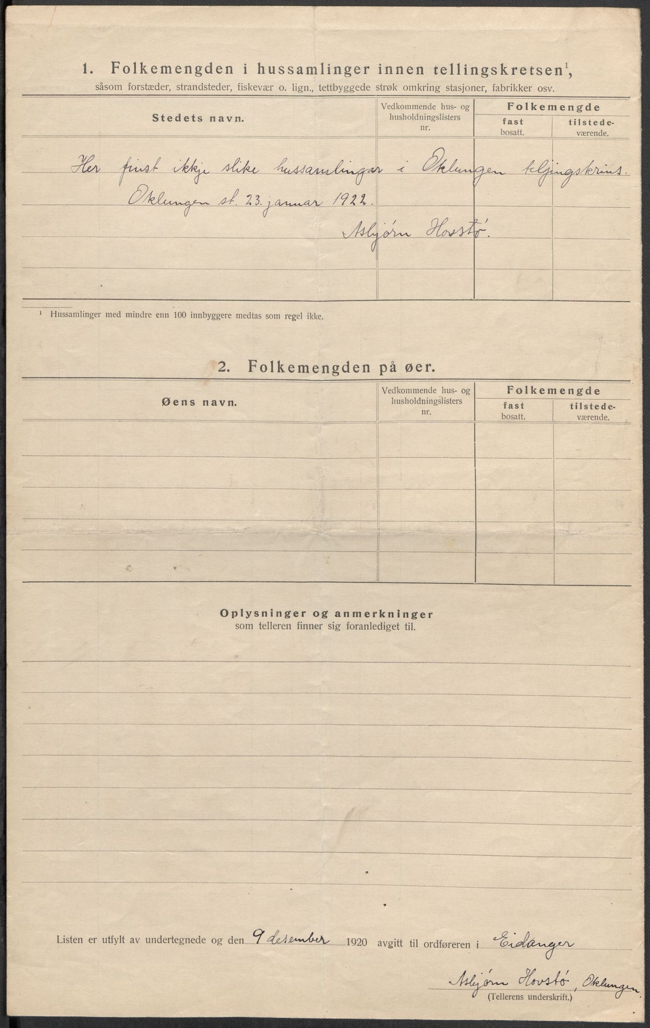 SAKO, 1920 census for Eidanger, 1920, p. 15