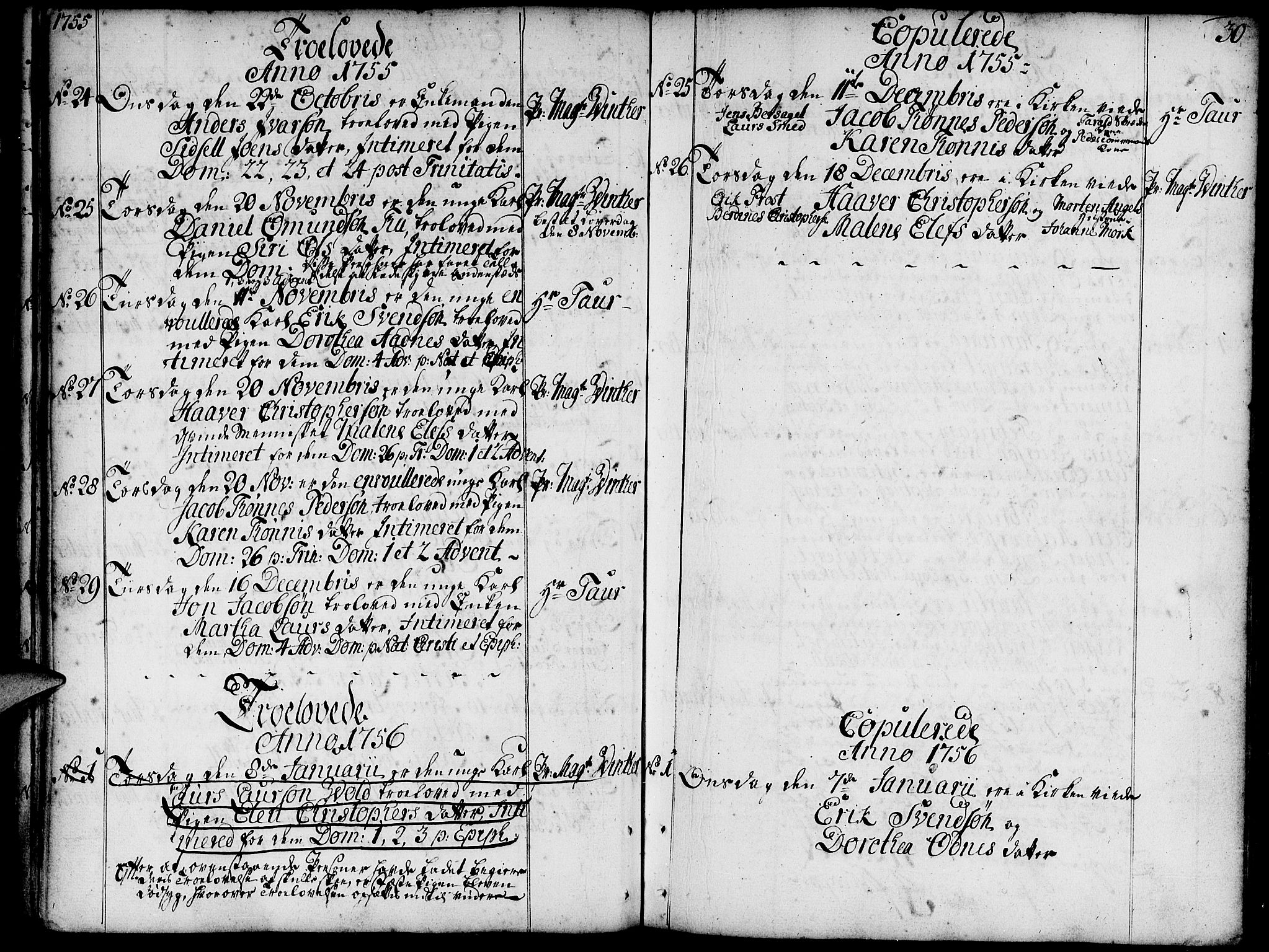 Domkirken sokneprestkontor, SAST/A-101812/001/30/30BA/L0004: Parish register (official) no. A 4, 1744-1782, p. 30