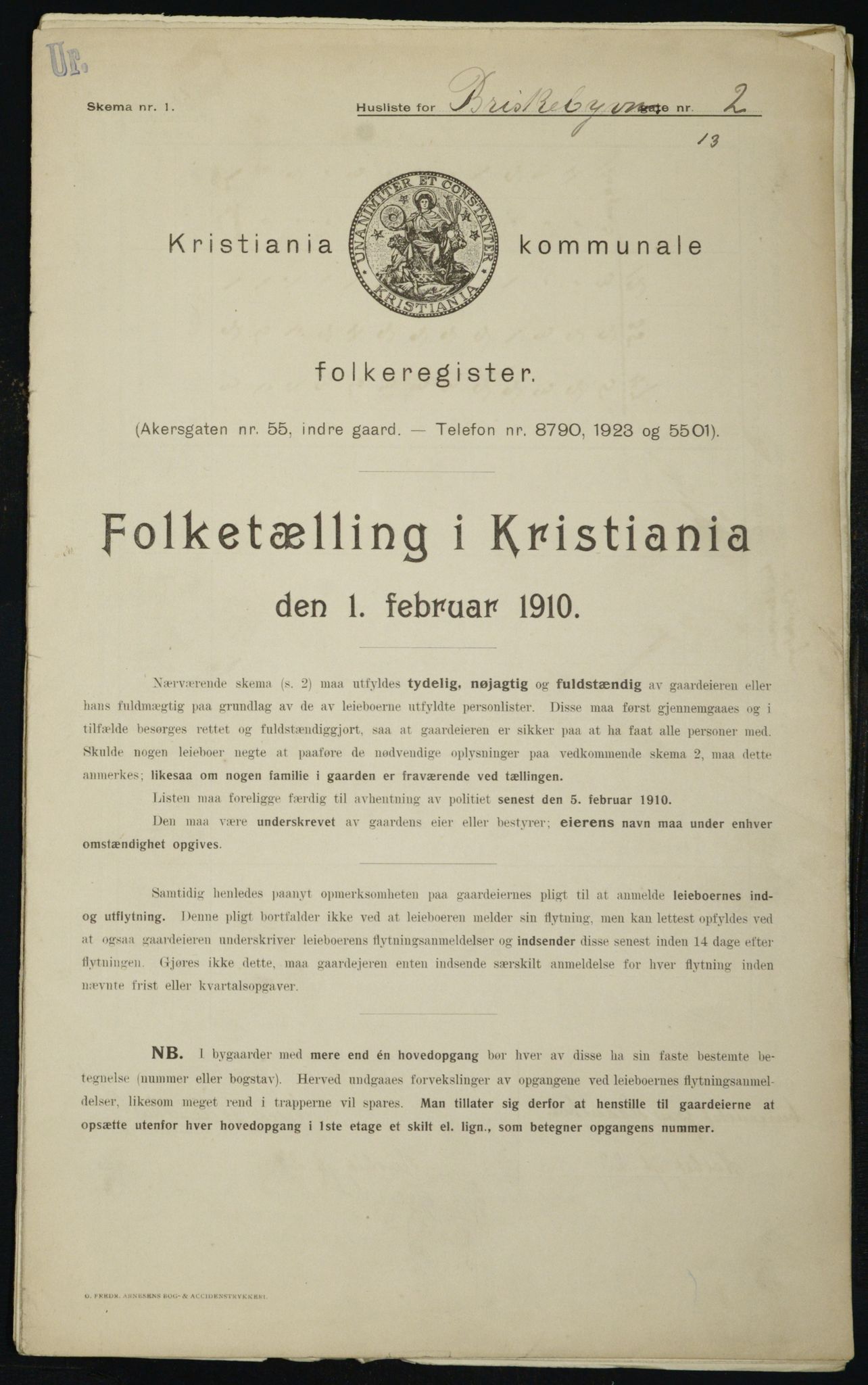 OBA, Municipal Census 1910 for Kristiania, 1910, p. 8805